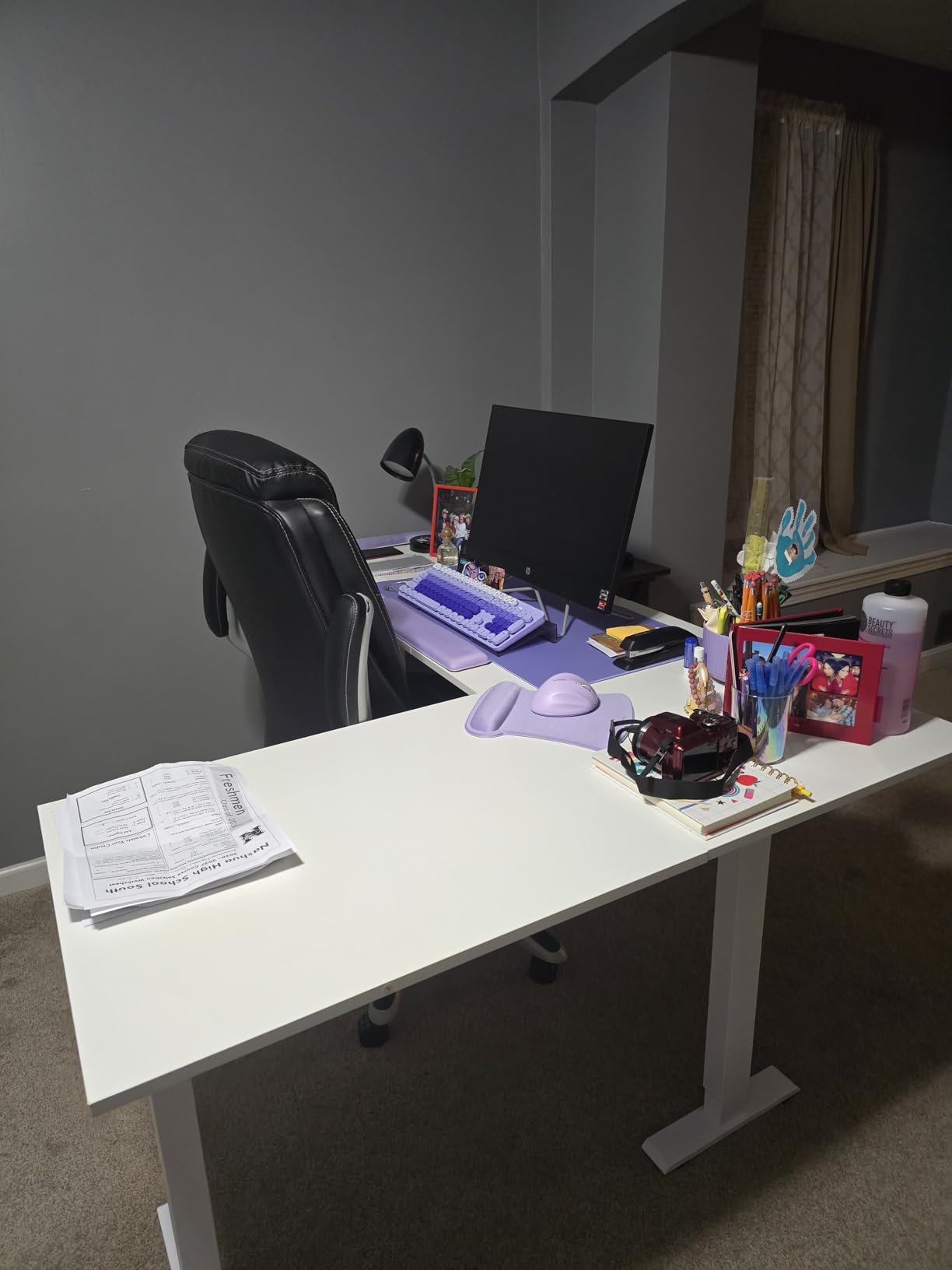 Casaottima 63 Inch Electric L-Shaped Standing Desk, Reversible Corner Desk with Height Adjustment customer photo 2
