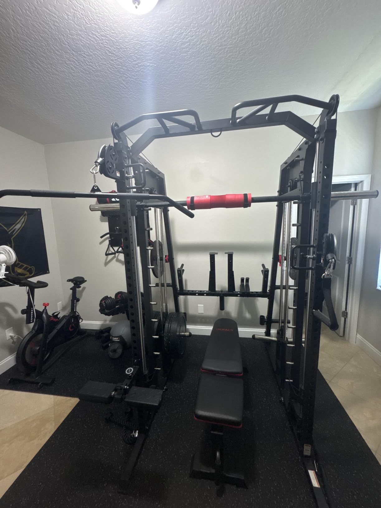 M4 2.0 Smith Machine, 2200lbs Squat Rack with LAT-Pull Down System & Cable Crossover Machine, Training Equipment with Leg Hold-Down Attachment customer photo 2