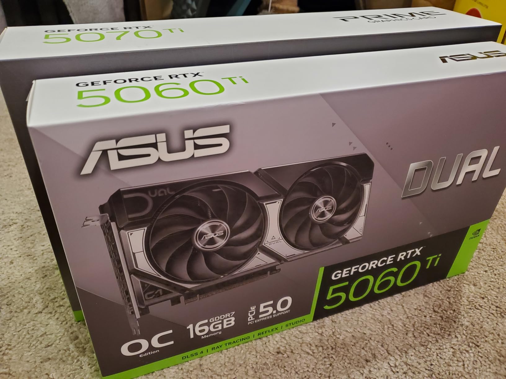 ASUS Dual GeForce RTX 5060 Ti 16GB GDDR7 OC Edition Graphics Card, NVIDIA, Desktop (PCIe 5.0, DLSS 4, HDMI 2.1b, DisplayPort 2.1b, 2.5-Slot, Axial-tech Fan, 0dB Technology) customer photo 1