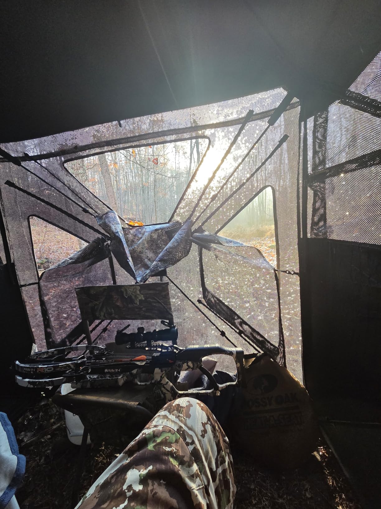 TIDEWE Hunting Blind 270°Full See Through with Windproof Curtain, Silent Magnetic Door & Sliding Windows, Pop Up Ground Blind with Carrying Bag, 300D Portable Tent customer photo 1