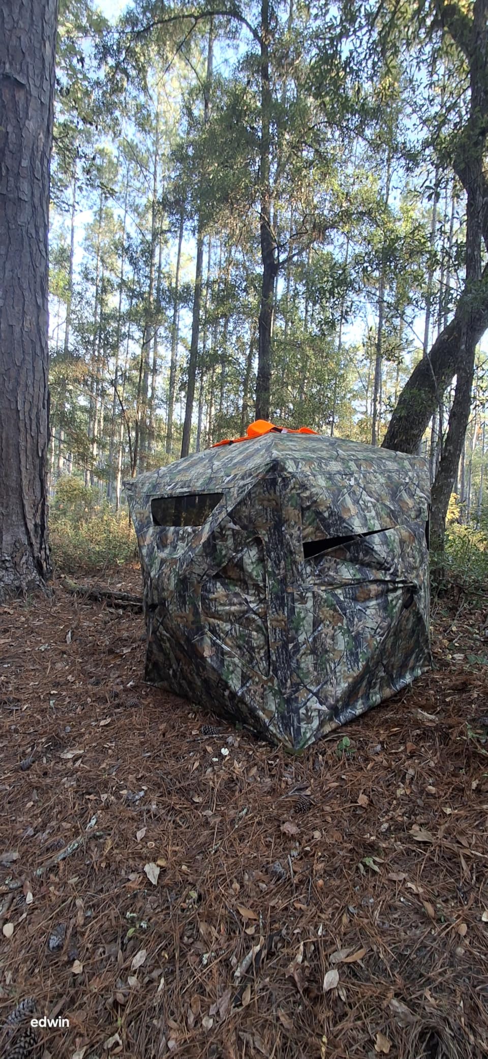 TIDEWE Hunting Blind 270°Full See Through with Windproof Curtain, Silent Magnetic Door & Sliding Windows, Pop Up Ground Blind with Carrying Bag, 300D Portable Tent customer photo 2