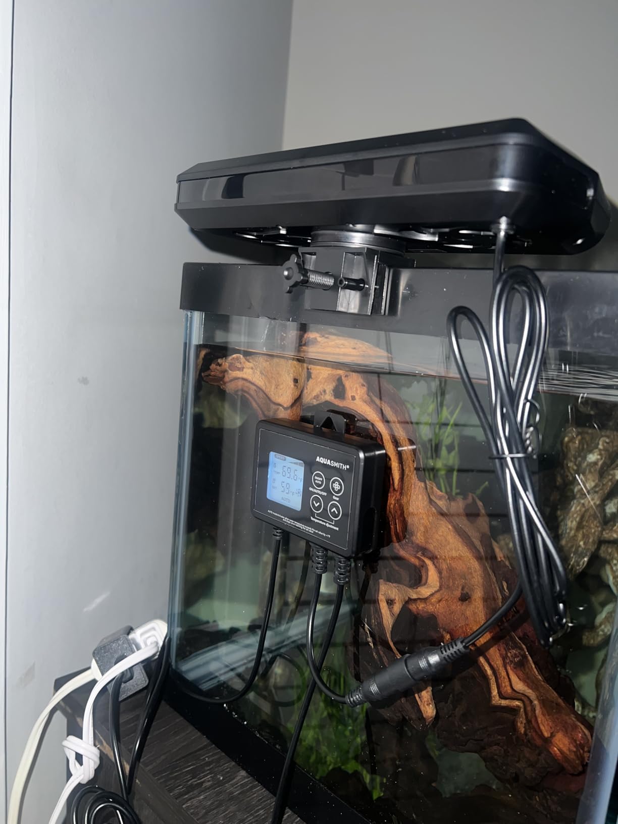 AQUASMITH Aquarium Chiller Fan, Fish Tank Cooler with Temperature Control, Minimum Setting 59F, Auto Start/Stop, Refrigeration Effect 3-7F, 3-Speed Modes, for Axolotl Seawater Freshwater Coral Grass Tank customer photo 2