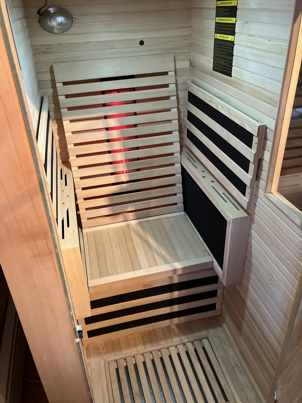 2 Person Infrared Sauna, Full Spectrum Home Sauna with Red Light Therapy, 15 Minutes Pre-Warm up Indoor Dry Saunas with 2-in-1 Door Handle, Canadian Hemlock,7 Color Light Belts, 110V customer photo 1