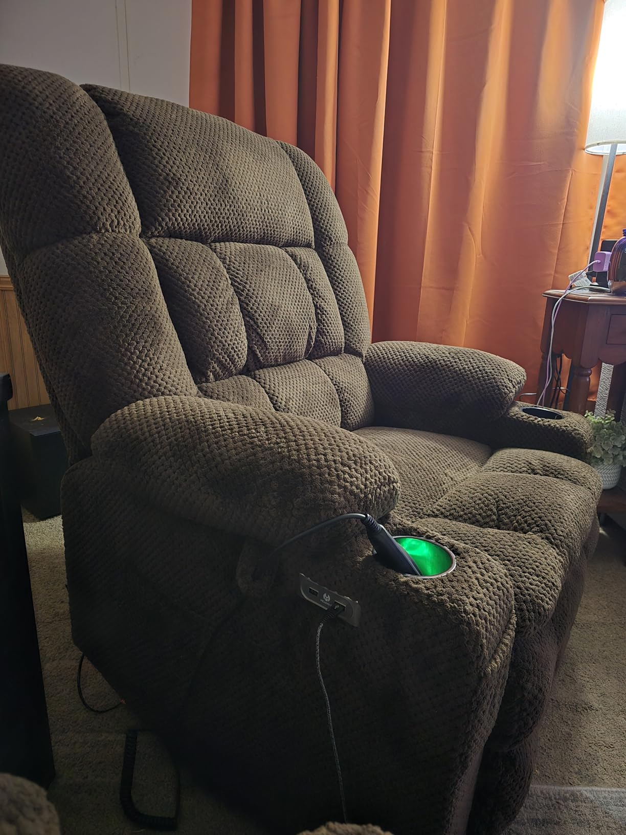 MCombo Dual Motor Power Lift Recliner Chair with Massage and Heat for Elderly People, Infinite Position, USB Ports, Cup Holders, Fabric 7890 (Medium, Yale Blue) customer photo 1