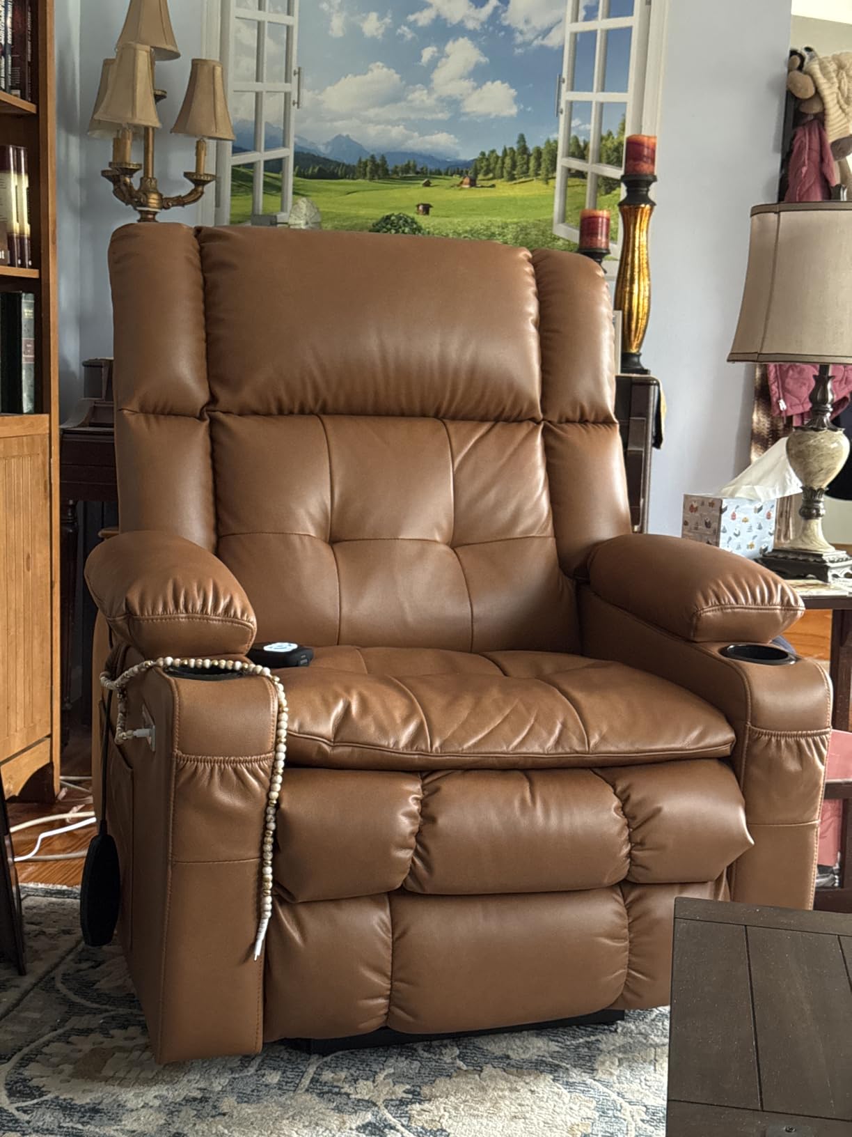 Dual Motor Power Lift Recliner Chair for Elderly with Massage and Heat, Oversized Lift Chair with Arm Storage, Lay Flat Lift Recliner for Adults, Big Tall, Infinite Position, Brown customer photo 1