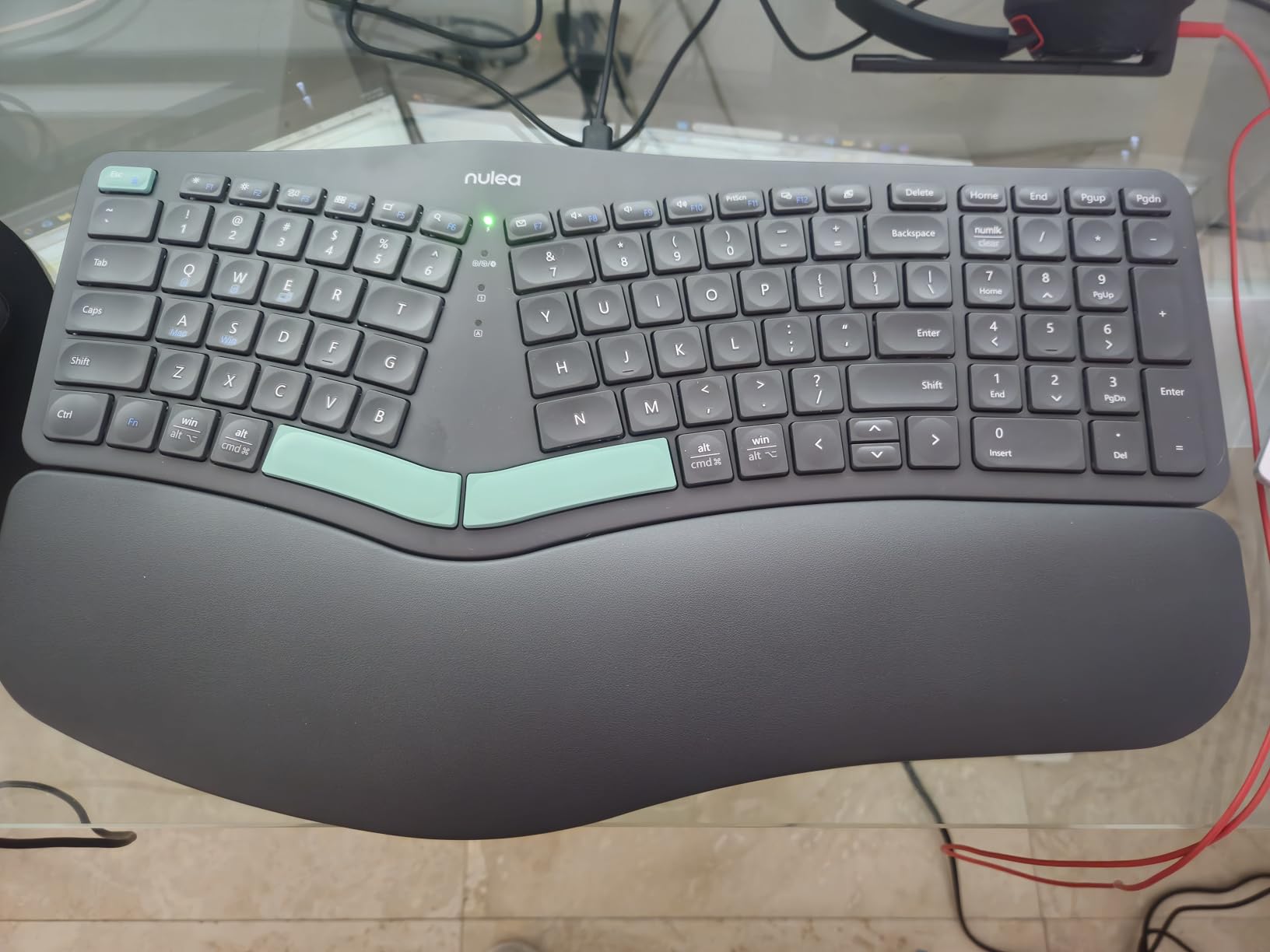 Nulea Wireless Ergonomic Keyboard, Split Keyboard with Cushioned Wrist Rest, USB and Bluetooth Connectivity, USB-C Rechargeable, Windows/Mac customer photo 1