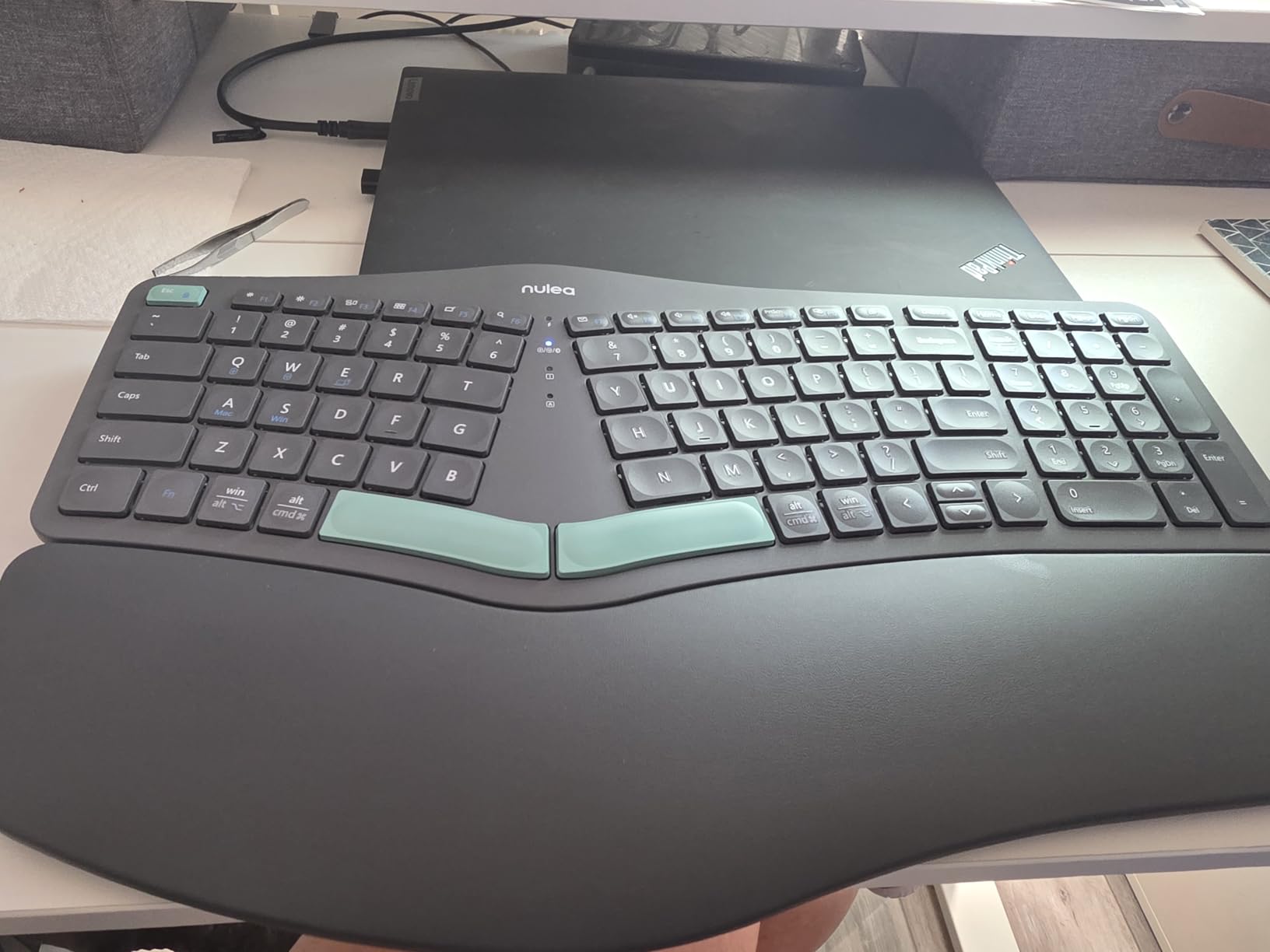 Nulea Wireless Ergonomic Keyboard, Split Keyboard with Cushioned Wrist Rest, USB and Bluetooth Connectivity, USB-C Rechargeable, Windows/Mac customer photo 2