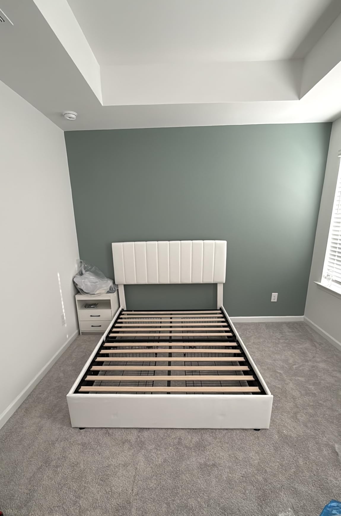 Allewie Full Size Storage Bed Frame, Vertical Channel Tufted Adjustable Headboard, Velvet Upholstered Platform Bed with 4 Oversized Underbed Drawers, Wooden Slats Support, No Box Spring Needed, White customer photo 1