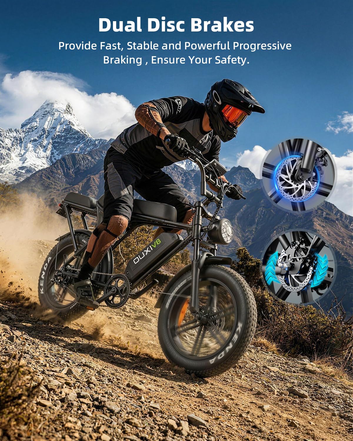 OUXI V8 Electric Bike for Adults, Ebike Moped Style with 1000W Peak Motor 48V 15Ah Removable Battery, Up to 31MPH 20'' Fat Tire E Bike, Dual Disc Brakes All-Terrain E-Bike for Commuting & Off-Road customer photo 2