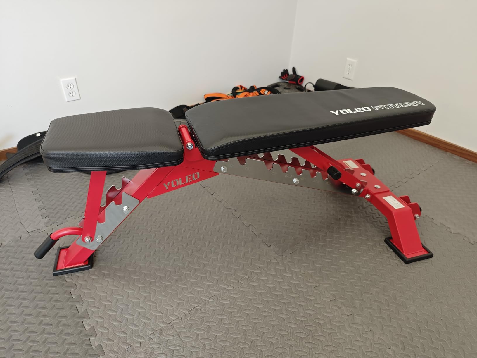 YOLEO Commercial Adjustable Weight Bench 2315LB ASTM Certified - 80% Pre-Assembled Heavy Duty Workout Bench for Home Gym, Decline/Flat/Incline Bench Press, 2.4in Thick Pad & 2 Wheels customer photo 2