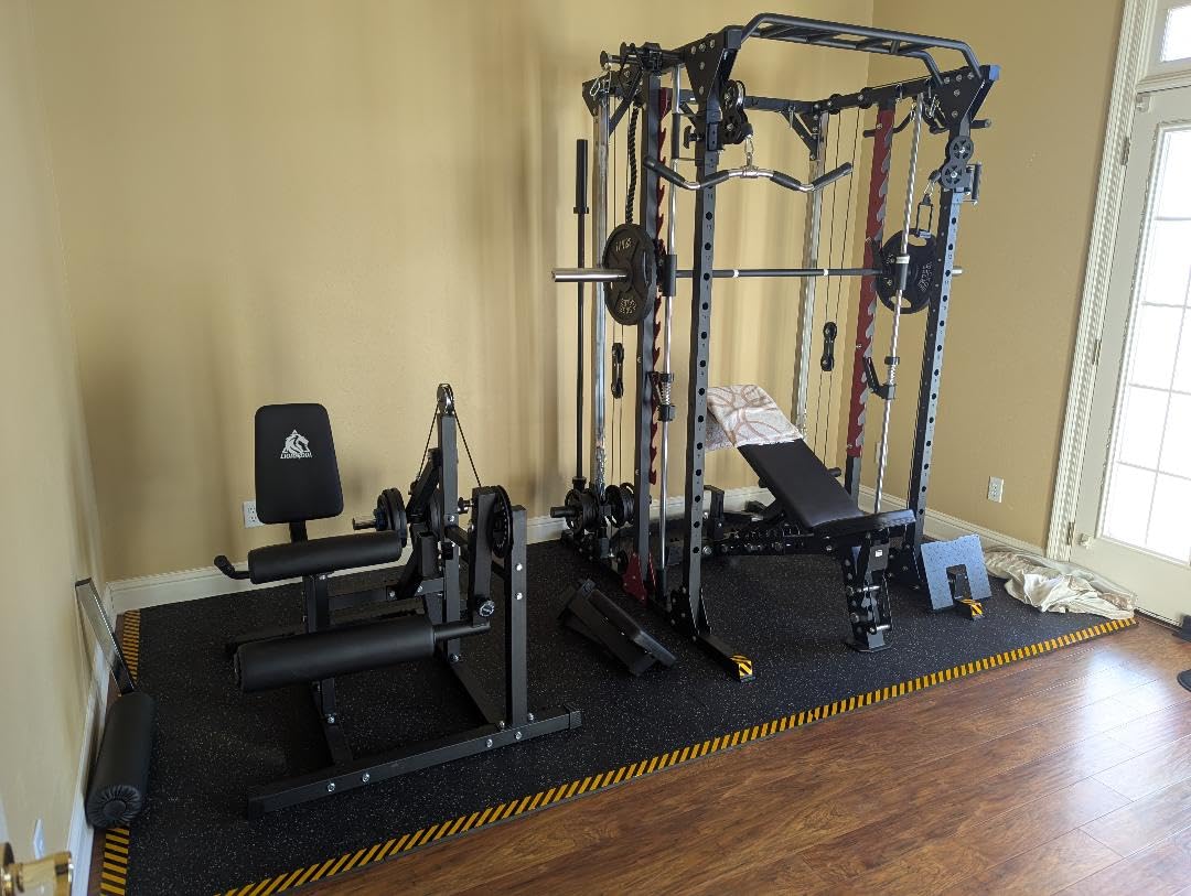 LIONSCOOL Leg Extension and Curl Machine, 600lbs Adjustable Seated Leg Extension and Hamstring Curl Bench, 2