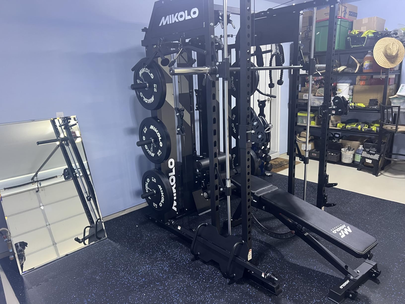 Mikolo Smith Machine with Weight Stack, Power Cage Home Gym System with LAT Pulldown & Cable Crossover, Multi-Functional Trainer with Dual Pulley System, Includes 10+ Free Attachments customer photo 1