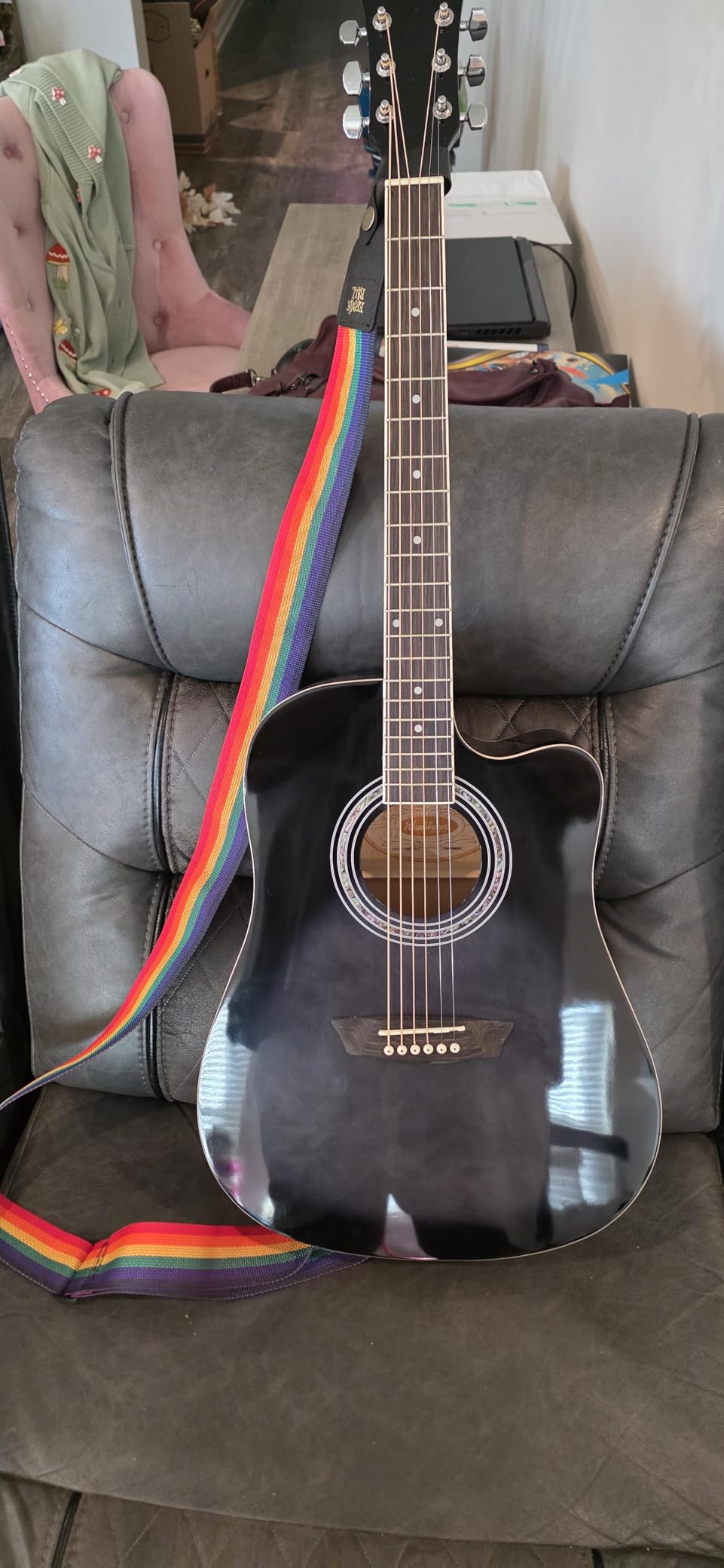 Washburn WA90CE Acoustic-Electric Guitar Kit - Dreadnought Cutaway, Built-In Tuner, Okoume Body customer photo 1