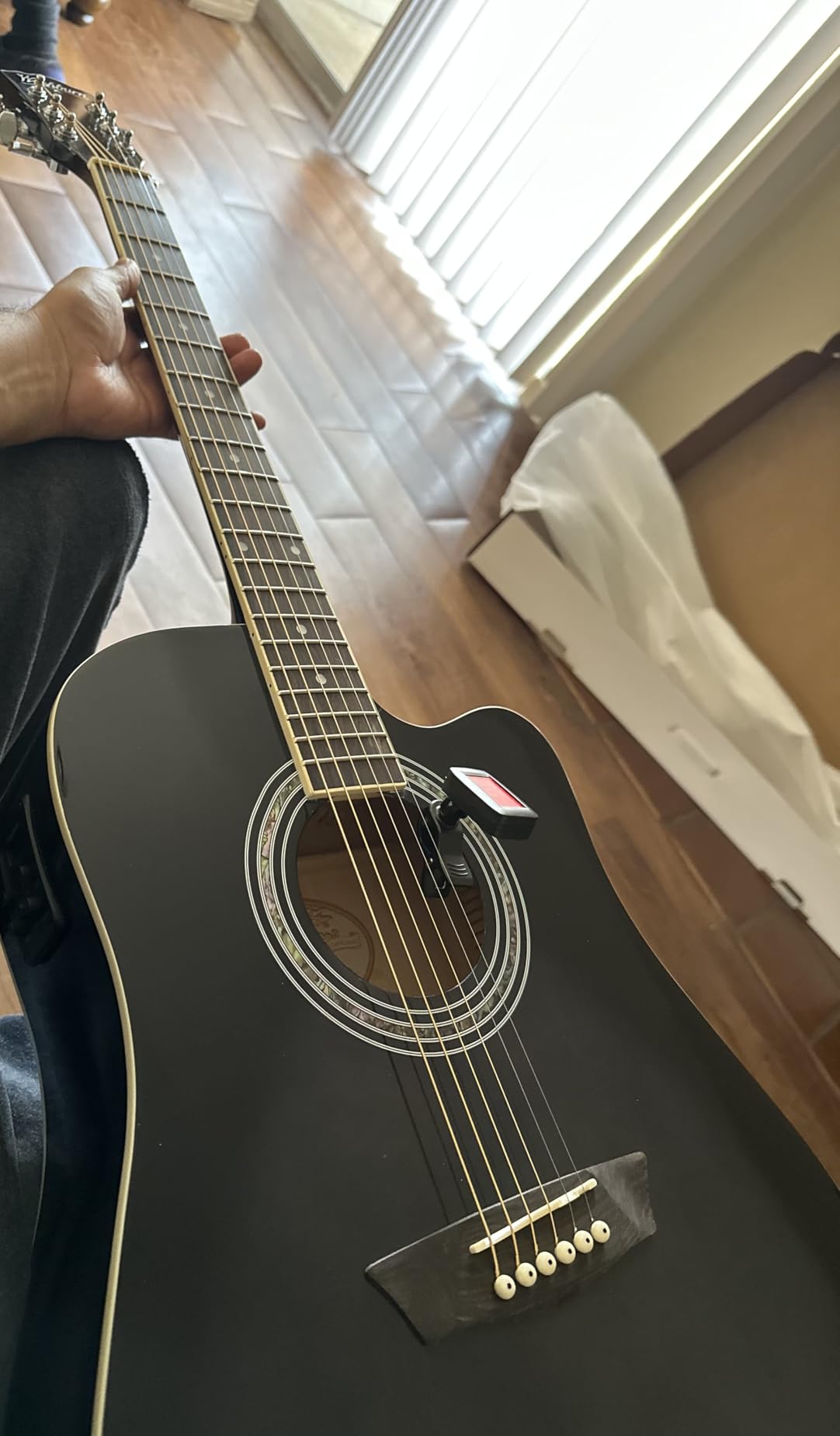 Washburn WA90CE Acoustic-Electric Guitar Kit - Dreadnought Cutaway, Built-In Tuner, Okoume Body customer photo 2