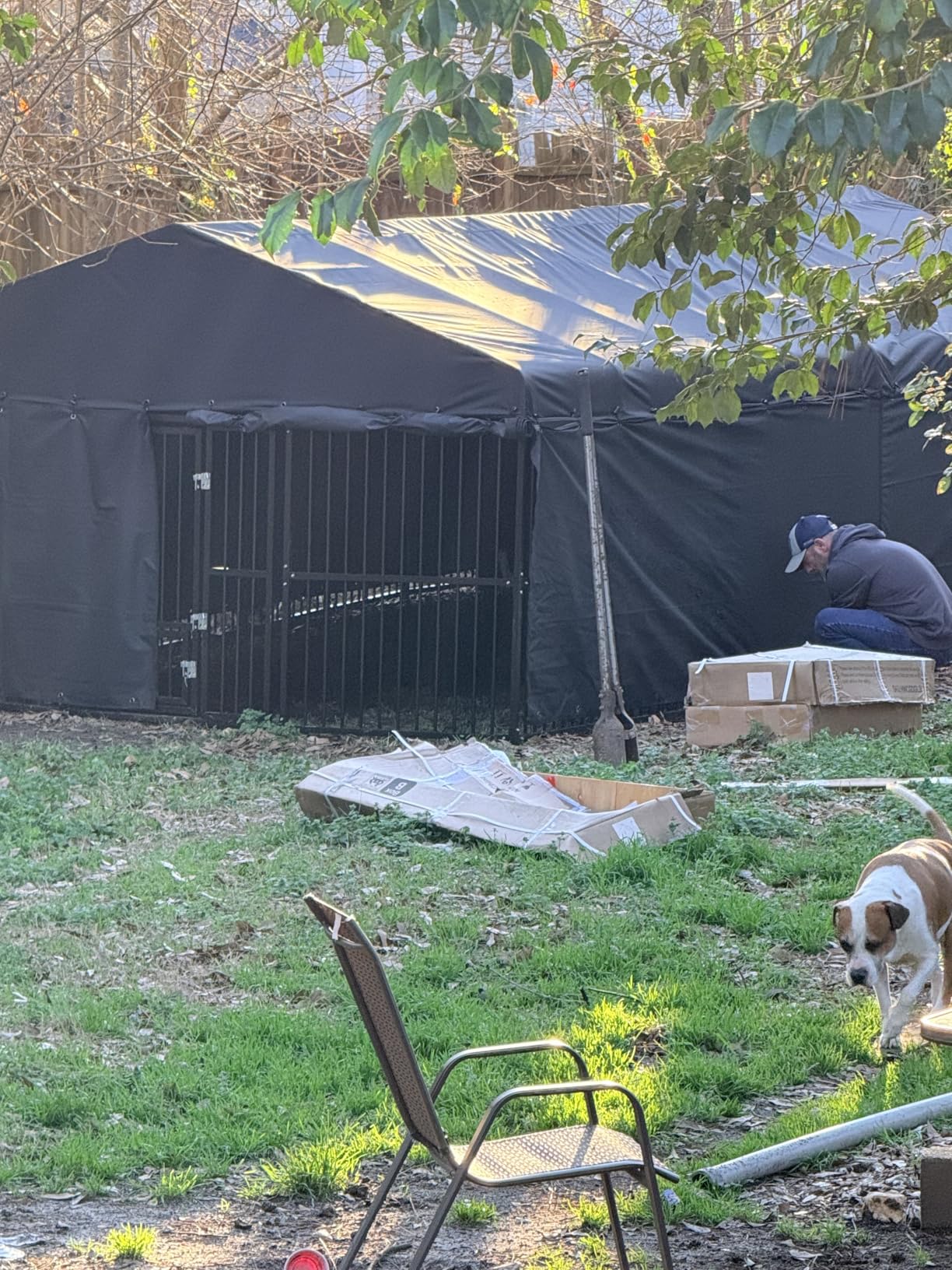 10x20x6.5 FT Large Dog Kennel, Outdoor Dog Crate with Triple Safety Locks, Heavy Duty Outside Dog Cage Animal Enclosure with Roof Metal Secure Fence Playpen customer photo 1