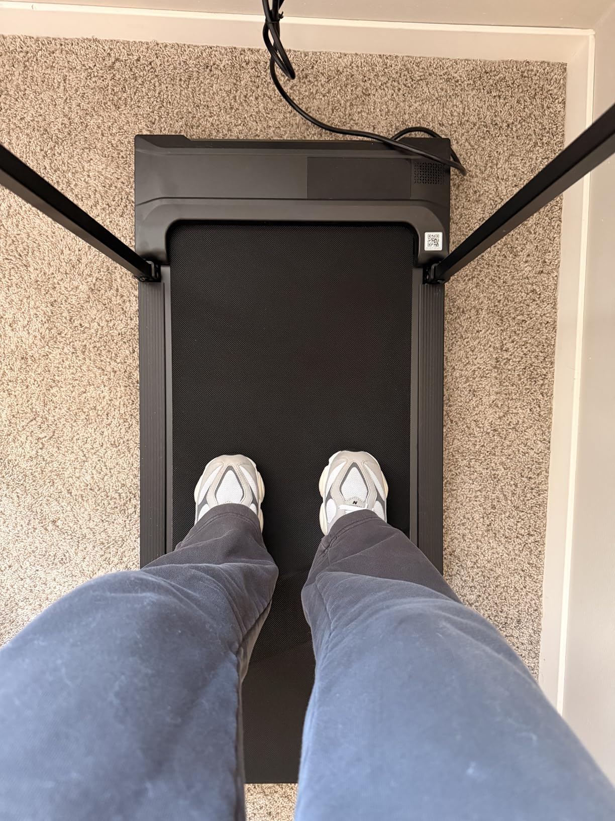 Walking Pad Treadmill for Home - Folding Treadmills with Handle Bar Portable Compact Fold up Indoor Foldable Handles Electric Walk Pads Small Spaces Mini Running Quiet Under Bed Office customer photo 2