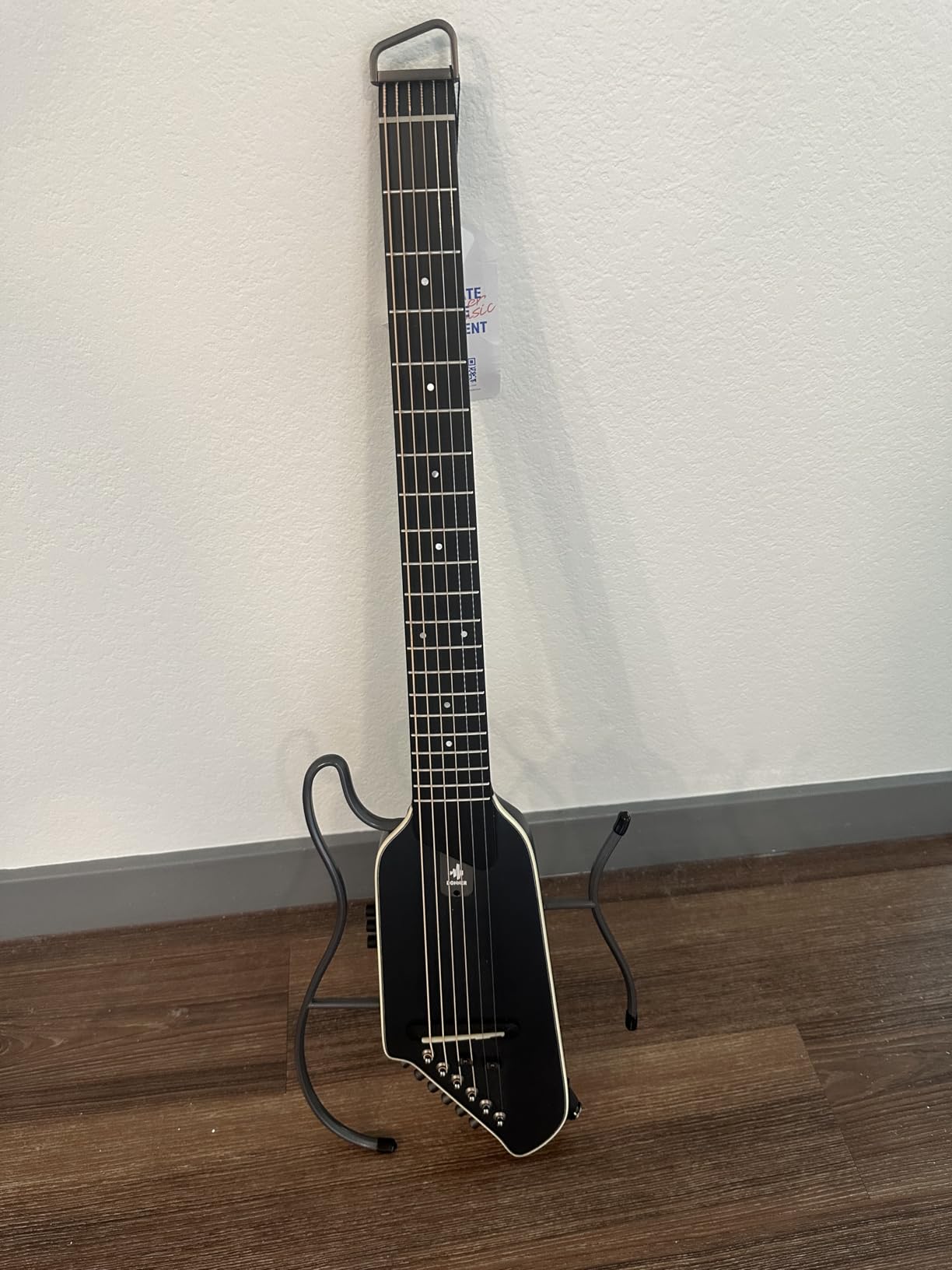 Donner HUSH-I EVO2 Acoustic Electric Travel Guitar - Portable Headless Quiet Practice Guitar, Ultra-Light, Mahogany Body with Built-in Tuner, Detachable Stands & Headphone Jack - Black customer photo 1