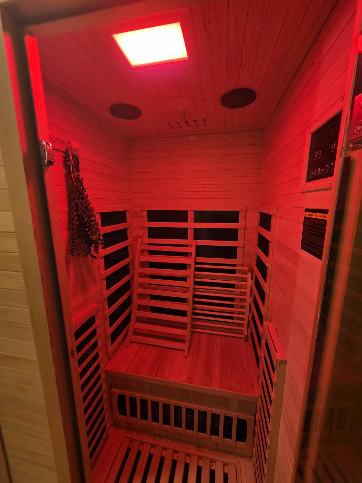 1-2 Person 6.3Ft Infrared Sauna, 7 Color Full Spectrum Wood Dry Sauna. Canadian Hemlock Indoor Saunas with 1745W 20Min Fast Heating & Music Speakers for Home & Gym (40