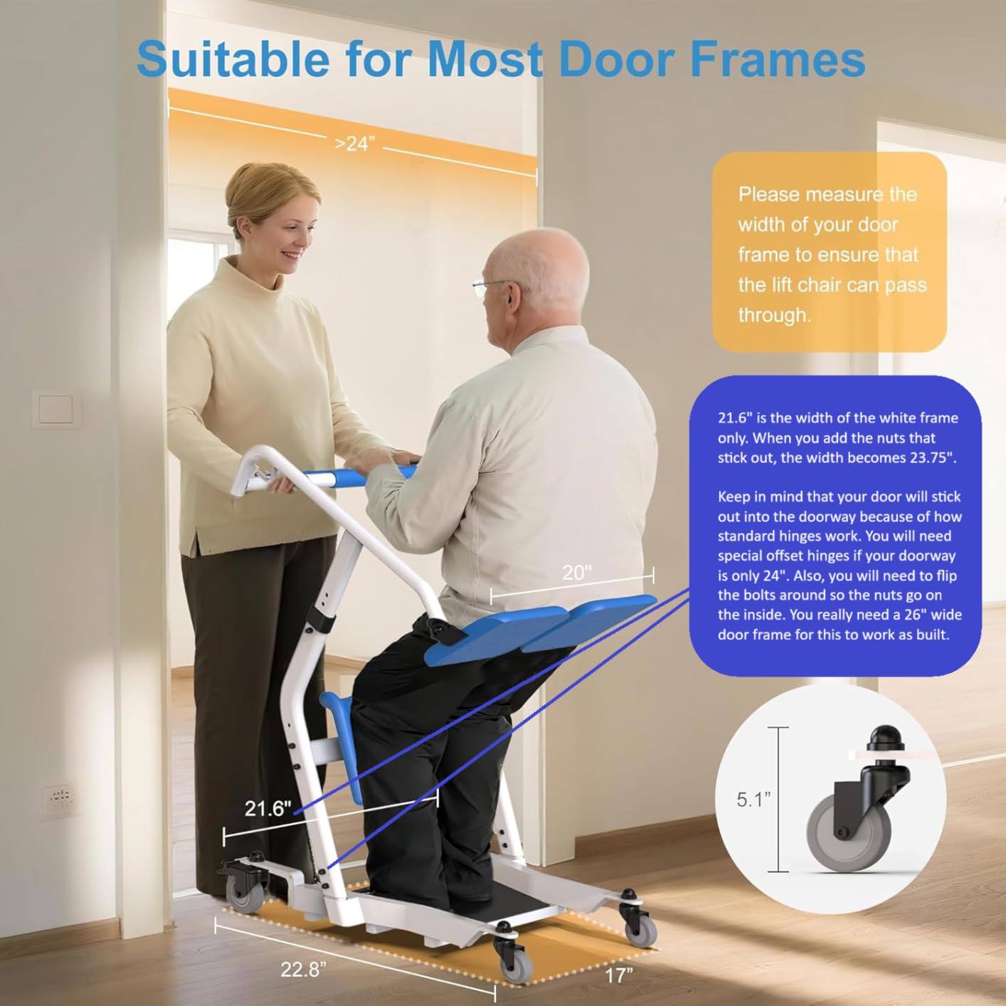 WHLICKS Electric Patient Lift with Full Body Sling - 400LBS Heavy Duty Transfer Chair for Elderly, Full-Range Open Base Slides Under Bed/Chair, Fast Folding Homecare Lift with Braked Casters customer photo 1