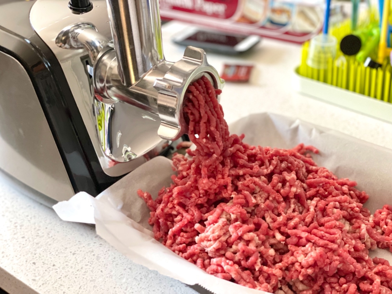 AAOBOSI Meat Grinder Electric 3000W Max with 60dB Quiet DC Motor, Auto-Reverse & Storable Food Pusher - 3 Speed Settings, Grinding, Sausage & Kibbe Making customer photo 2