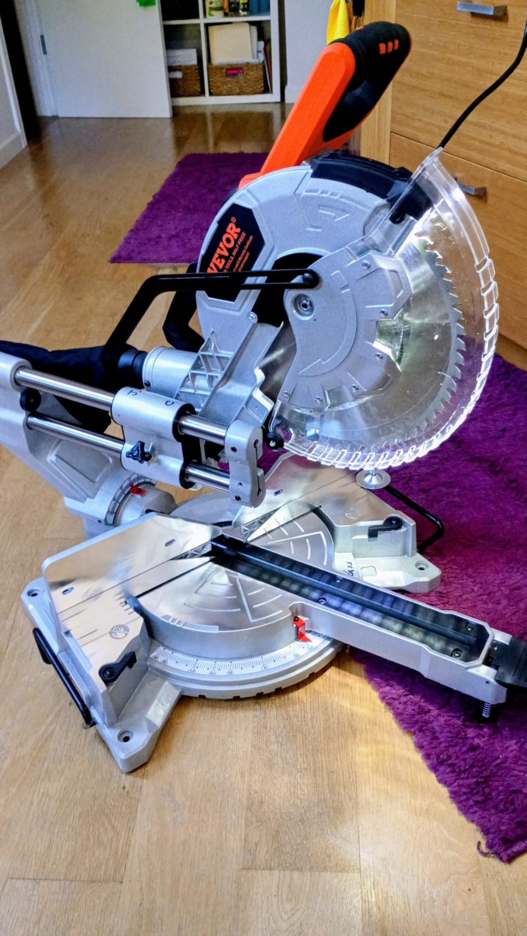 VEVOR Sliding Compound Miter Saw, 12-Inch Blade, 15 Amp Motor, 60-Tooth, Corded Double Bevel Sliding Miter Saw, LED Precision Alignment, Angle Adjustable, for Wood, Composite Decking, Laminates customer photo 1