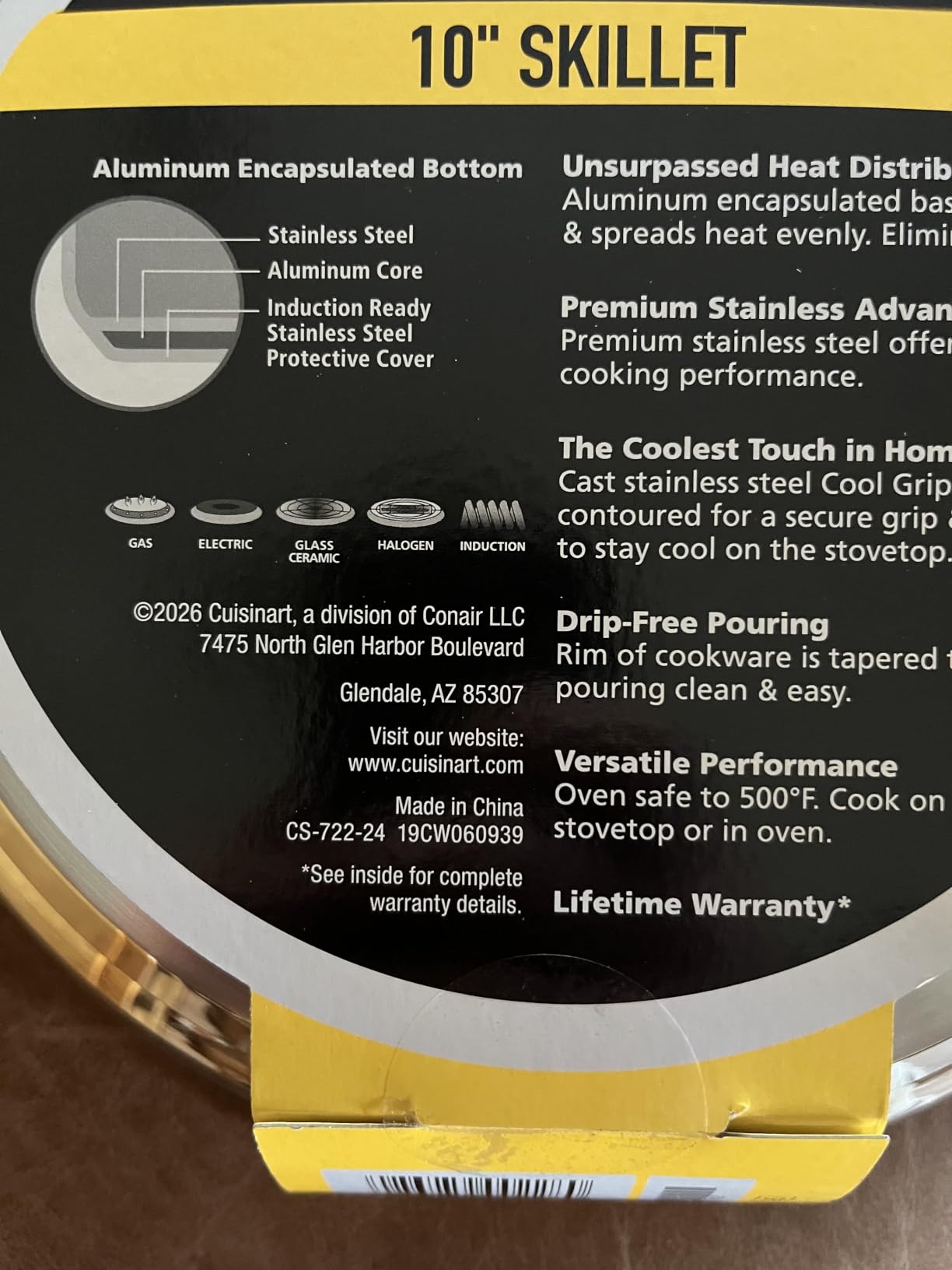 Cuisinart 10-Inch Open Skillet, Stainless Steel Skillet Large Kitchen Pan, Dishwasher Safe, Compatible with Induction, Electric, Gas Cooktops, Oven Safe Saucepan, Cool Grip Handles customer photo 2