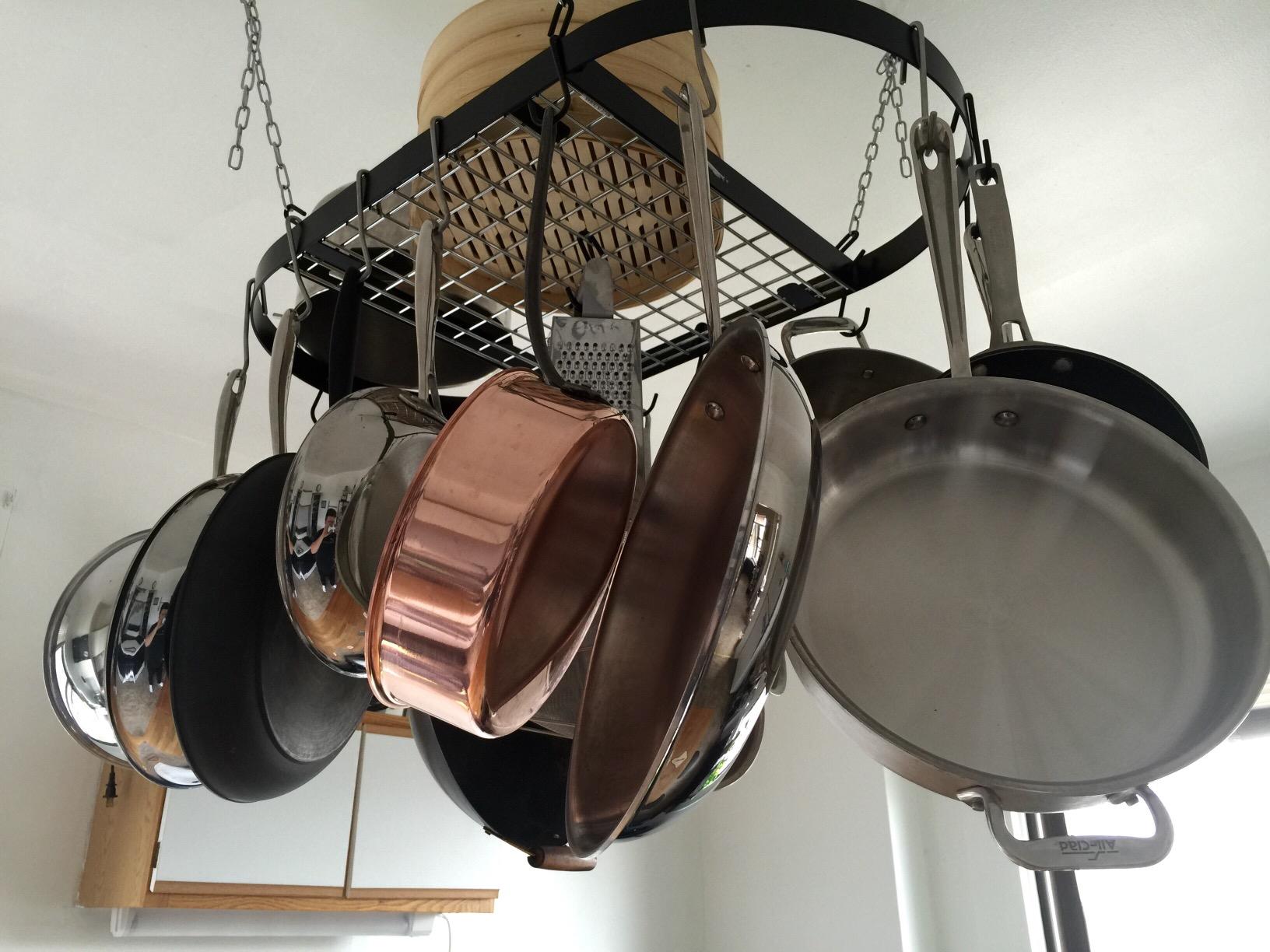 Kinetic Pot and Pan Rack with Ceiling Hooks - Premium Oval Mounted Organizer Rack with Multi Purpose Kitchen Organization and Storage for Home, Restaurant, Cookware, Utensils (Hanging Black) customer photo 2