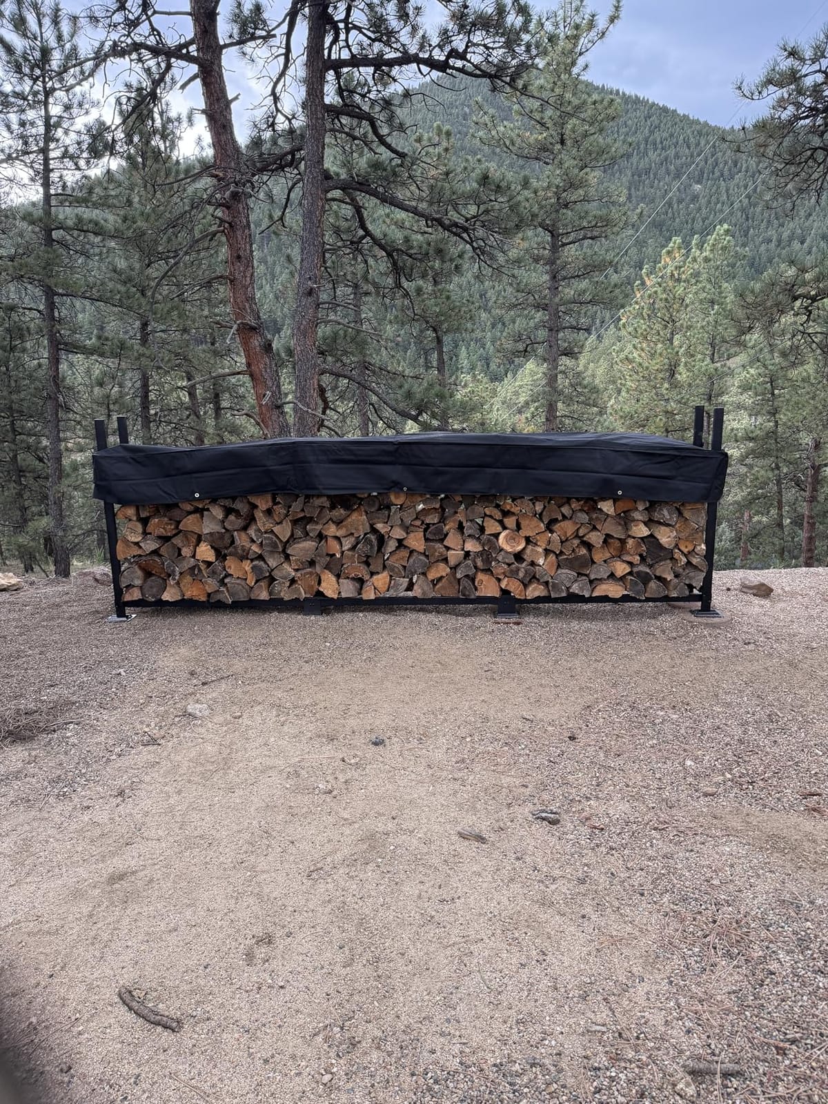 Woodhaven 8-Foot Firewood Rack - American Brand - 1/2 Cord Raised Lumber Storage Rack - Heavy-Duty Steel, Lifetime Structural Warranty (With Cover) customer photo 1