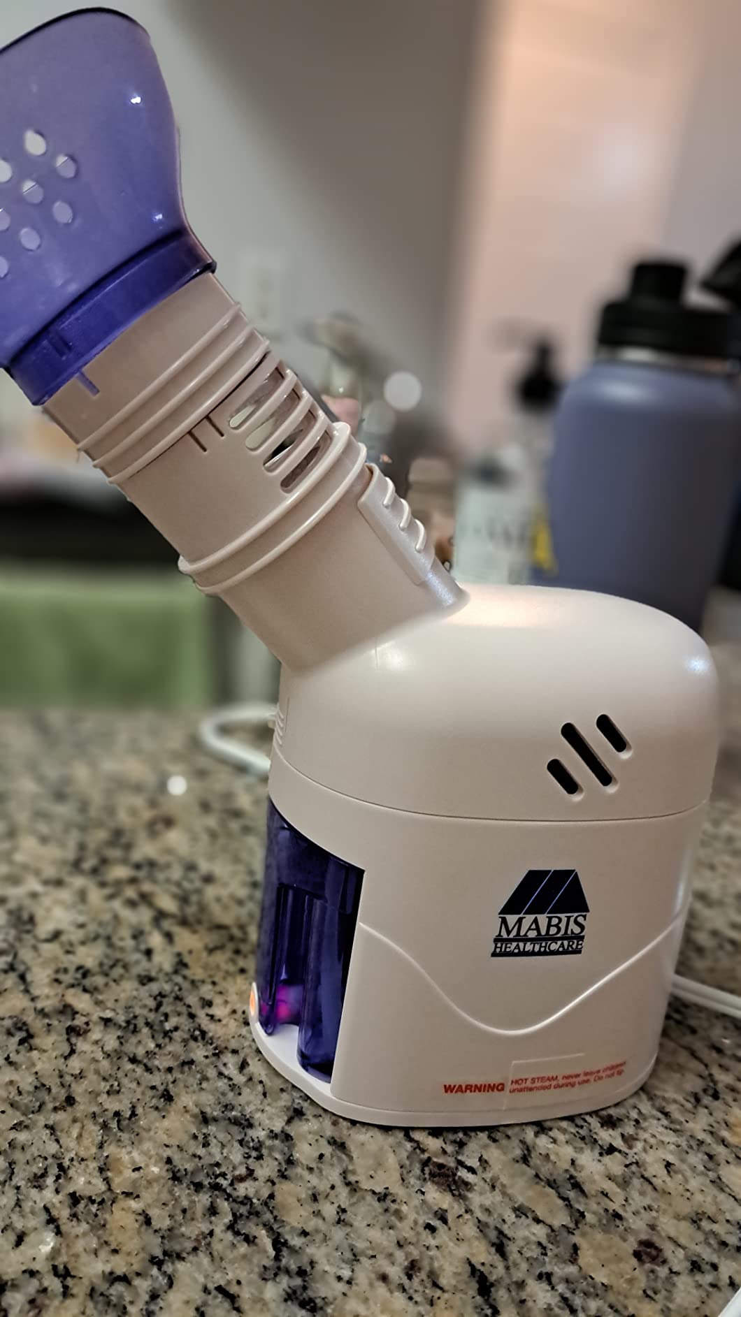 MABIS Facial Steamer, Steam Inhaler, Vaporizer or Vocal Steamer with Aromatherapy Diffuser and Soft Face Mask for Personal and Facial Steaming, 25mL customer photo 1