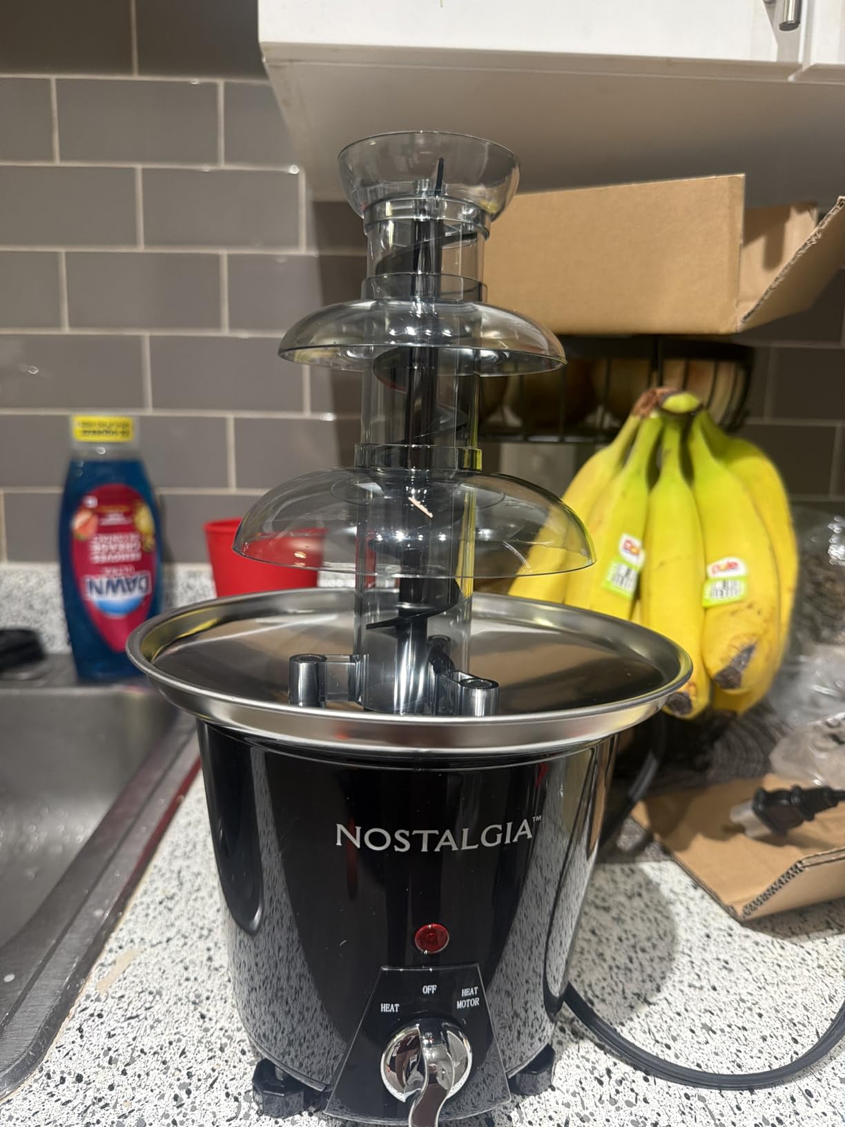 Nostalgia 3 Tier Electric Chocolate Fondue Fountain Machine for Parties - Melts Cheese, Queso, Candy, and Liqueur - Dip Strawberries, Apple Wedges, Vegetables, and More - 24-Ounce - Black, Small customer photo 1