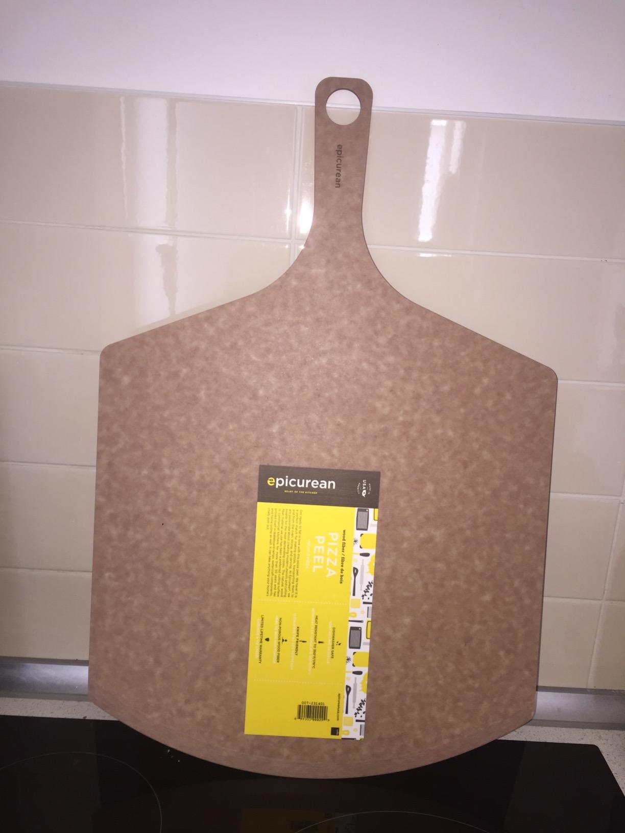 Epicurean Pizza Peel, 21-Inch by 14-Inch, Natural | microplastics free, 3/16 in thick, knife-friendly, nonporous, NSF certified, Made in USA customer photo 1