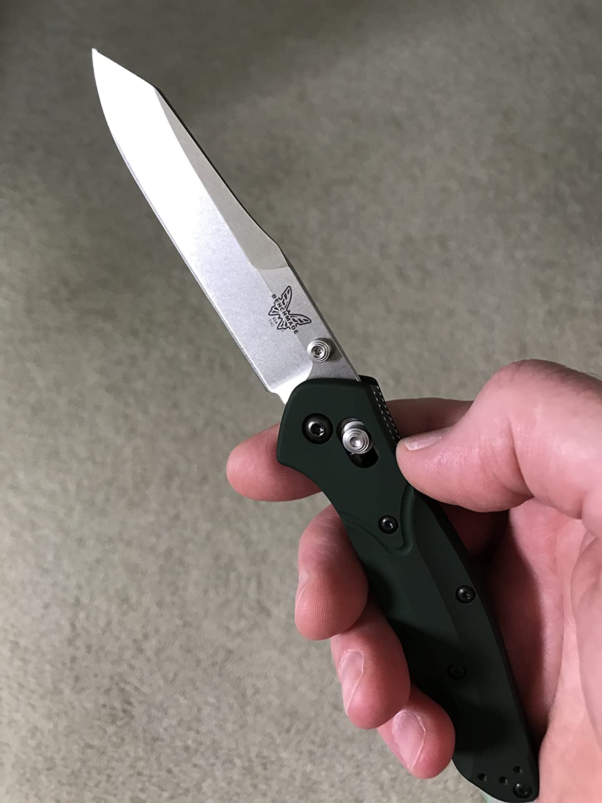 Benchmade Osborne EDC Knife, Green Aluminum Handle, S30V Steel Blade (940) | Reverse Tanto blade customer photo 1
