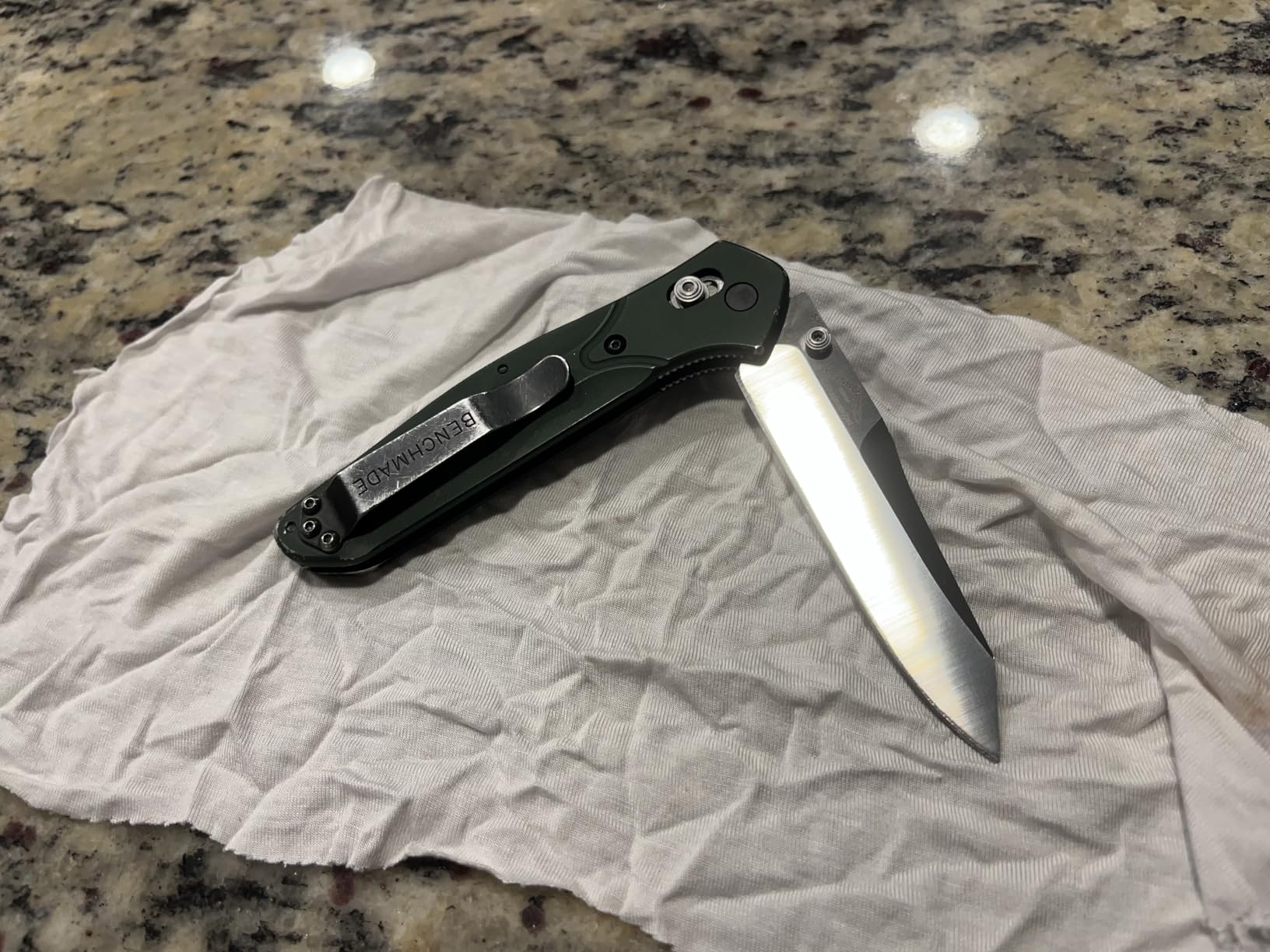 Benchmade Osborne EDC Knife, Green Aluminum Handle, S30V Steel Blade (940) | Reverse Tanto blade customer photo 2