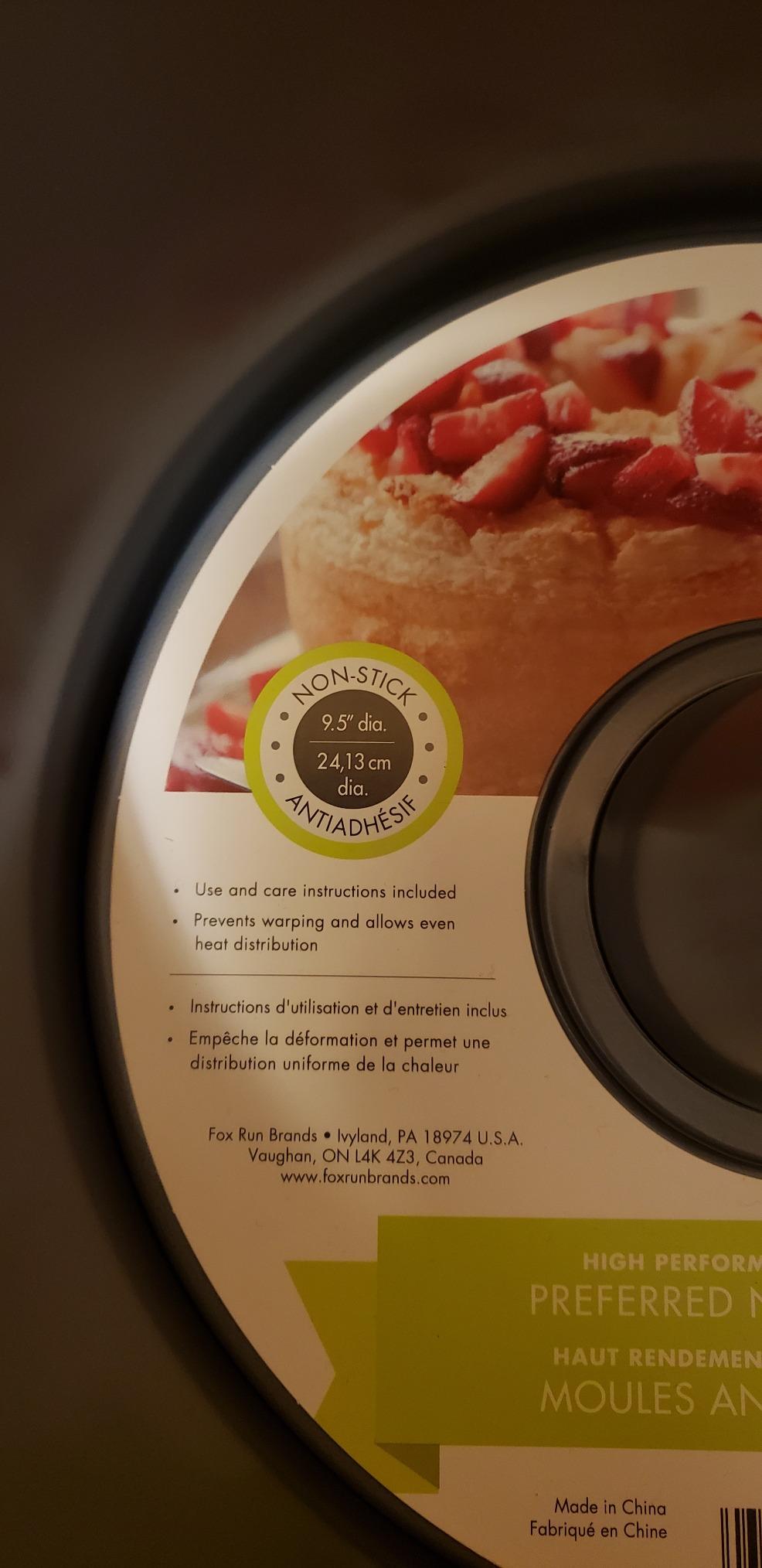 Fox Run Angel Food Cake Pan, Removable Bottom, Nonstick 10