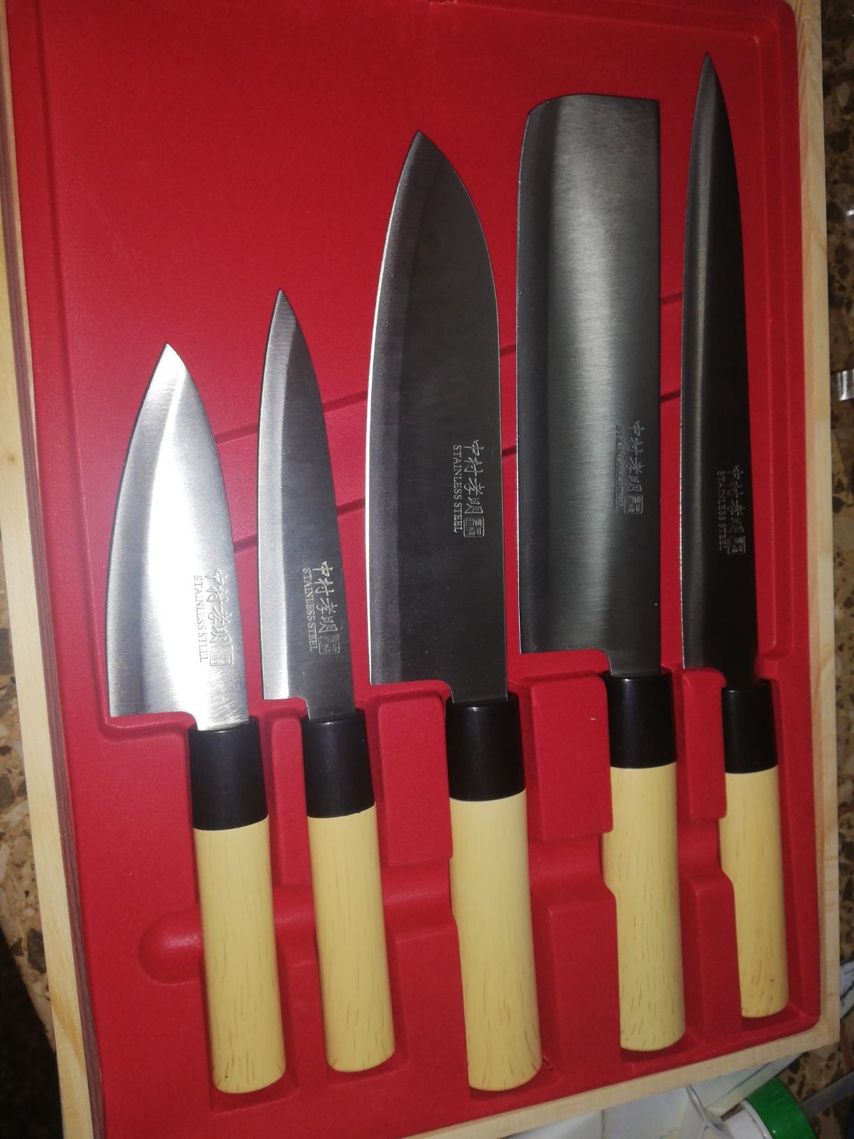 Japanese Kitchen Knife Set of 5 (Wooden Box Case) Mr. Takaaki Nakamura customer photo 1
