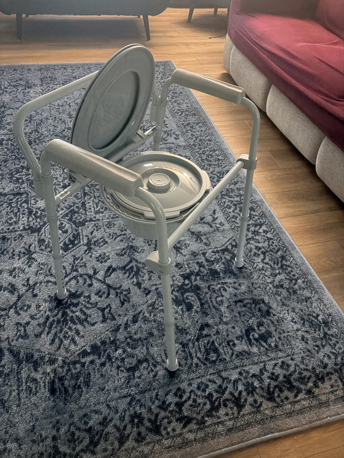Drive Medical Folding Bedside Commode, Adjustable Height, Supports 350 lb customer photo 1