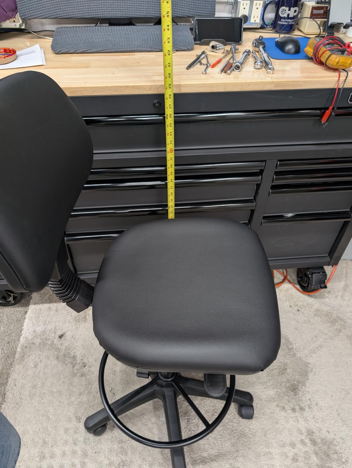 Office Star DC Series Adjustable Drafting Chair with Foot Ring and Sculptured Foam Seat, Black Vinyl customer photo 1