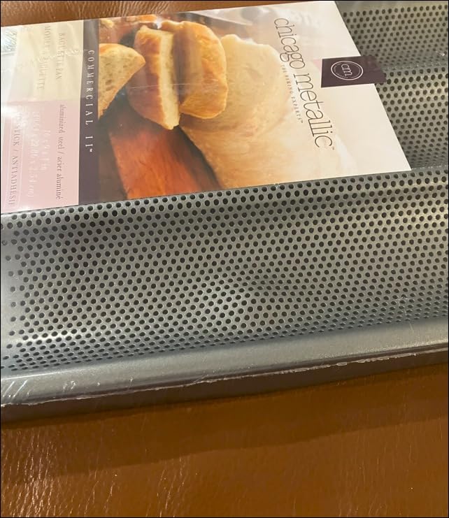 Chicago Metallic Commercial II Non-Stick Perforated Baguette Pan. Creates a crisp, golden-brown crust, 16 L x 9 W x 1.5 H customer photo 1