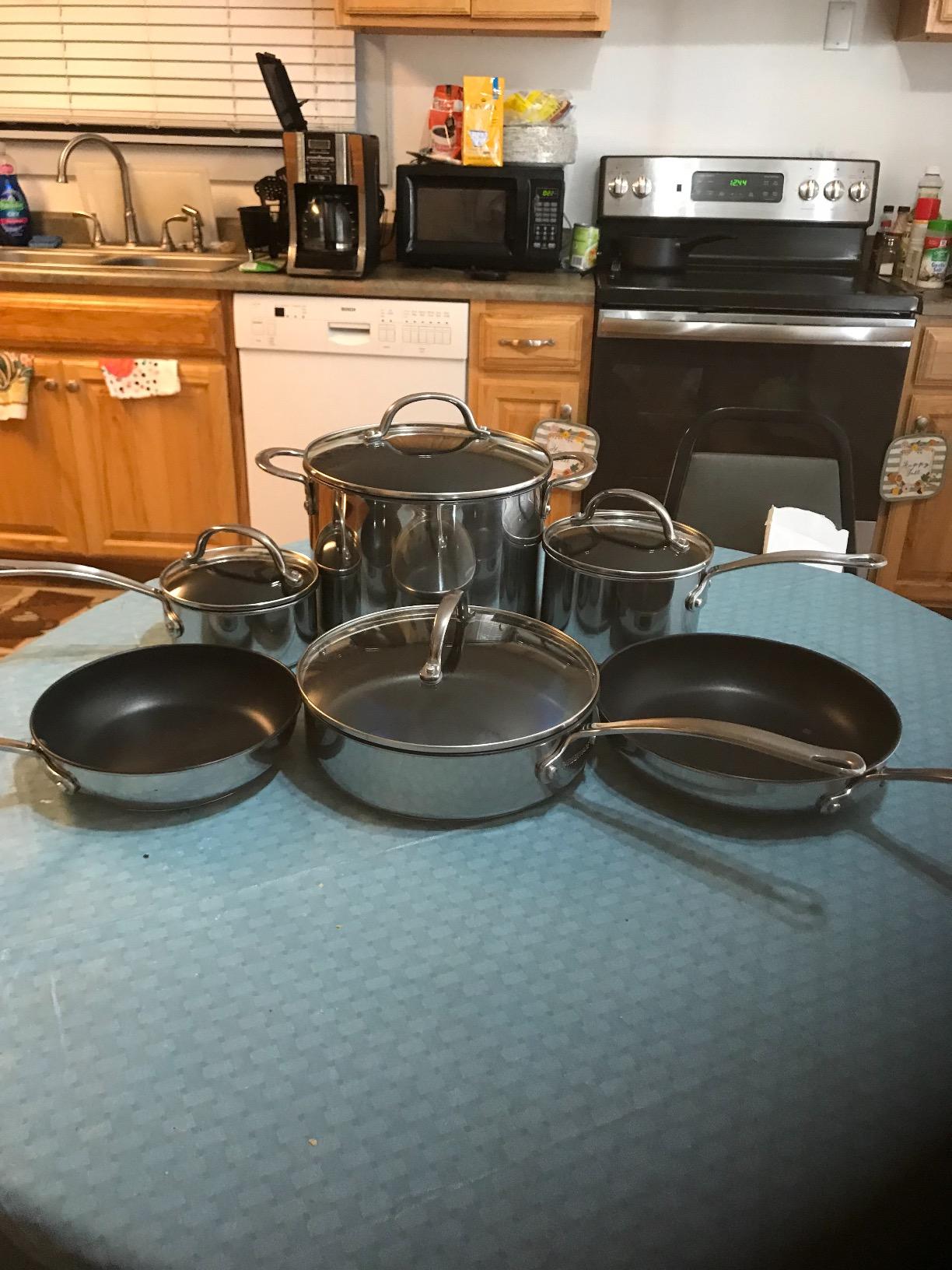 Farberware Millennium Nonstick Cookware Induction Pots and Pans Set | Stainless steel pan set, glass lids, oven safe, dishwasher safe, 10-piece induction cookware set customer photo 2