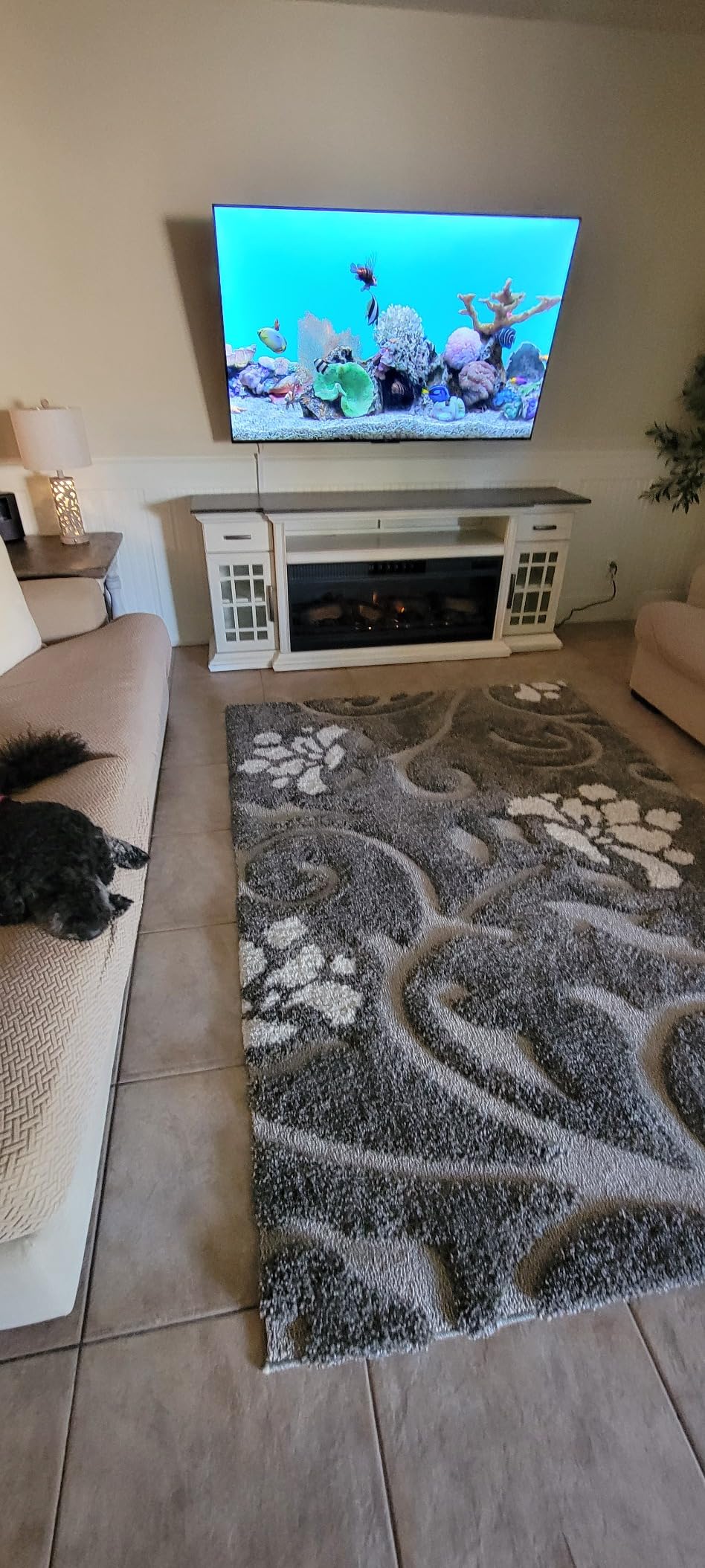 SAFAVIEH Area Rug 8x10 - Florida Shag Collection - Large - Smoke & Beige, Floral Design, Non-Shedding & Easy Cleaning, Plush Thick Pile, Ideal for Living Room, Bedroom, Dining Space (SG464-7913) customer photo 1