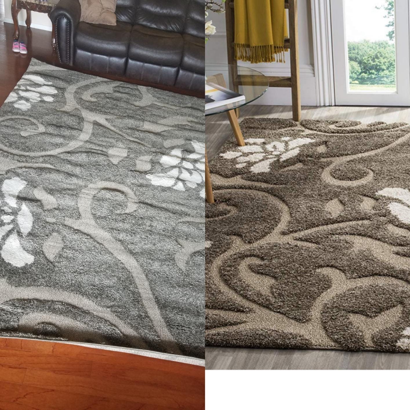 SAFAVIEH Area Rug 8x10 - Florida Shag Collection - Large - Smoke & Beige, Floral Design, Non-Shedding & Easy Cleaning, Plush Thick Pile, Ideal for Living Room, Bedroom, Dining Space (SG464-7913) customer photo 2