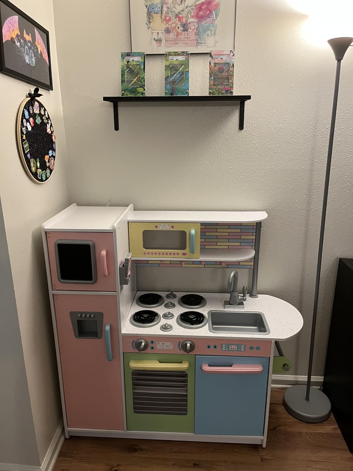 KidKraft Uptown Espresso Wooden Play Kitchen with Play Phone, Chalkboard & Towel Rack, Espresso customer photo 2