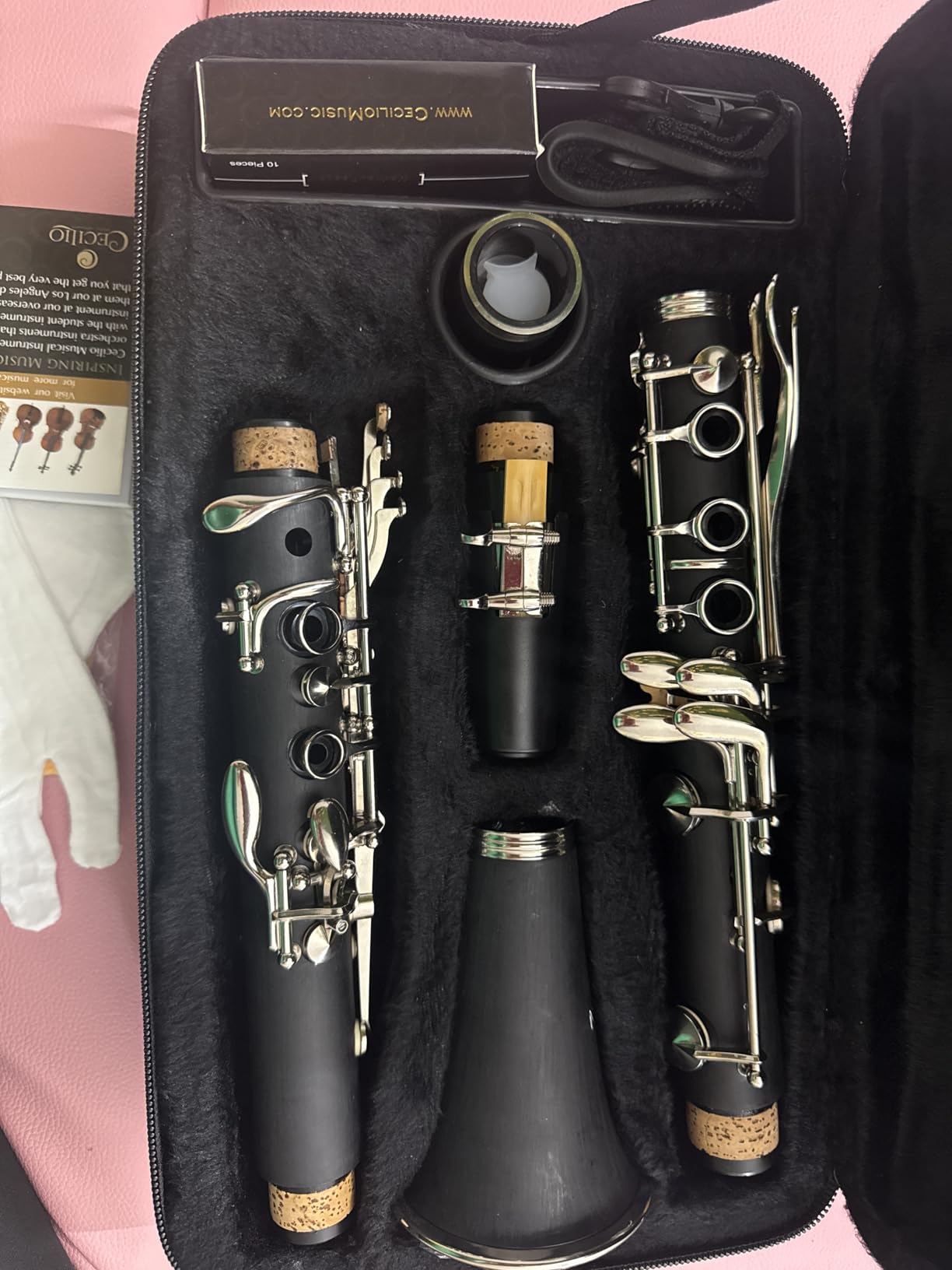 Mendini by Cecilio Ebonite Bb Clarinet Kit for Beginner - Black | B Flat Clarinet Kit with 10 Reeds, Mouthpiece, Cork Grease, Hard Case, Stand, Pocketbook, Cleaning Cloth, Gloves customer photo 1