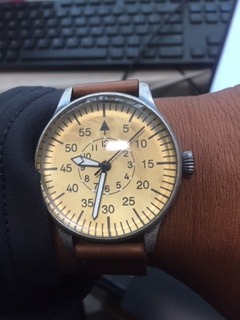 Mil-Tec Luftwaffe Me109 Aviator Vintage German WW2 Flieger Pilot Mens Watch - Military Easy to Read Calfskin Brown Leather Strap 3 Atm Analog Quartz customer photo 2
