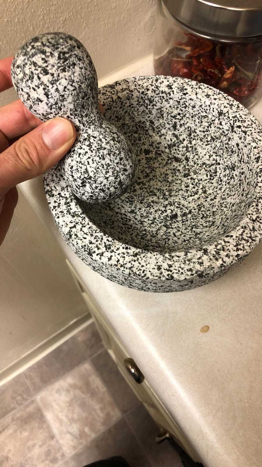 IMUSA USA Super Heavy Traditional Granite Molcajete Spice Grinder, 8-Inch, Gray customer photo 2