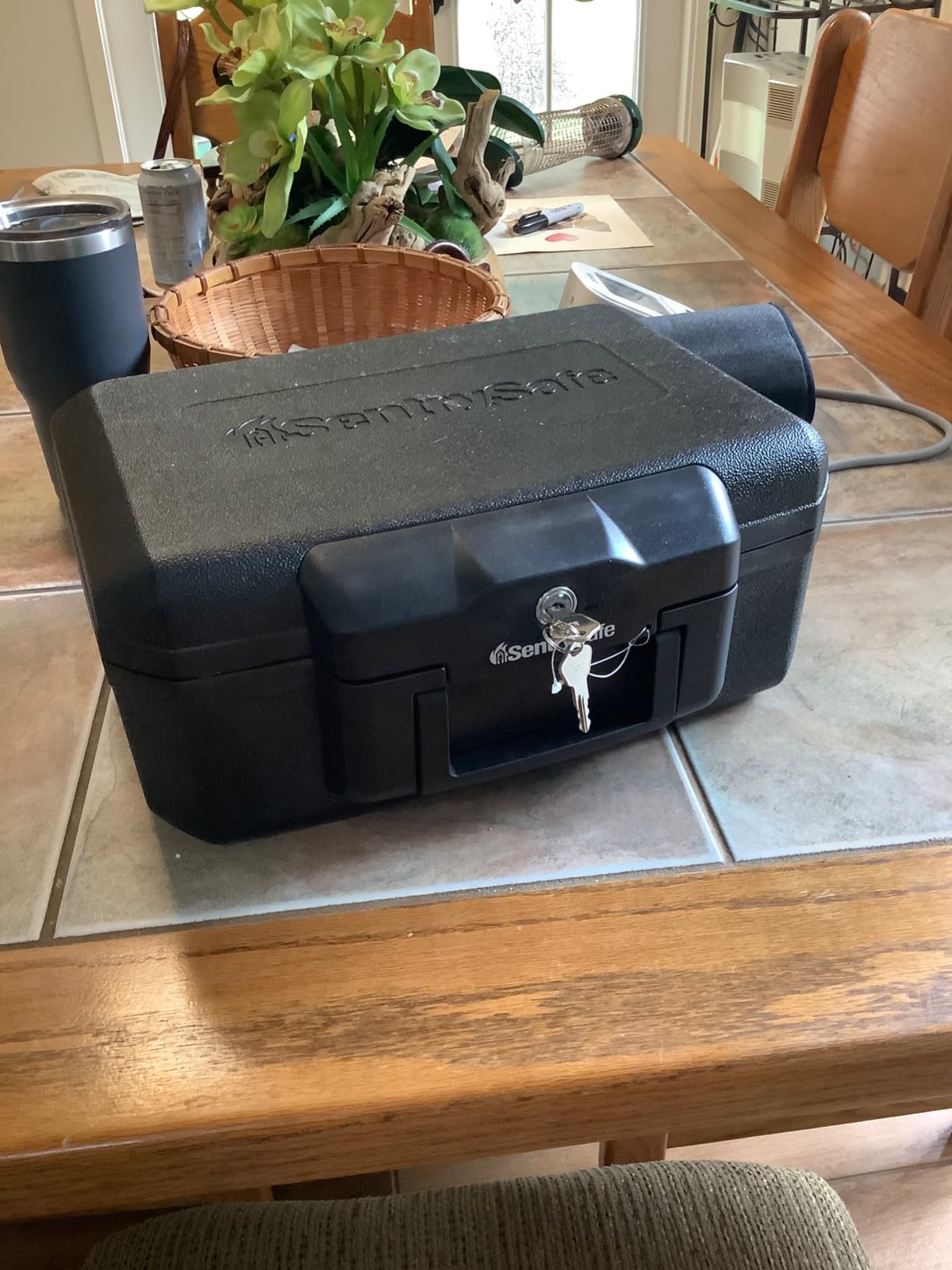 SentrySafe Fireproof Safe Box with Key Lock, Chest Safe with Carrying Handle to Secure Money, Jewelry, Documents, 0.25 Cubic Feet, 1160 customer photo 2