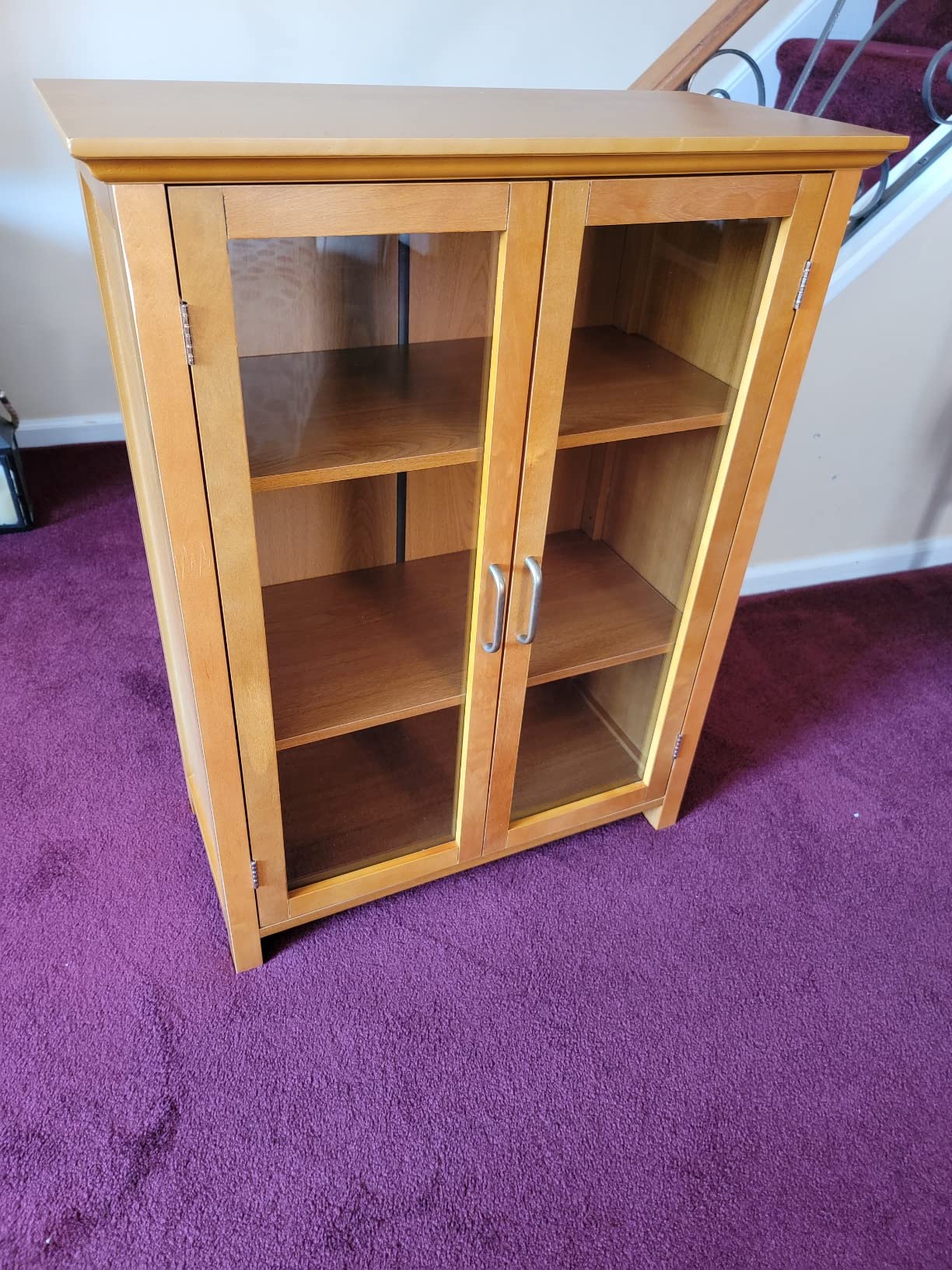Teamson Home Avery Wooden Freestanding Floor Cabinet with 2 Adjustable Shelves 3 Storage Spaces 2 Glass Paneled Doors and 2 Antique Brass Knobs, Oiled Oak customer photo 1