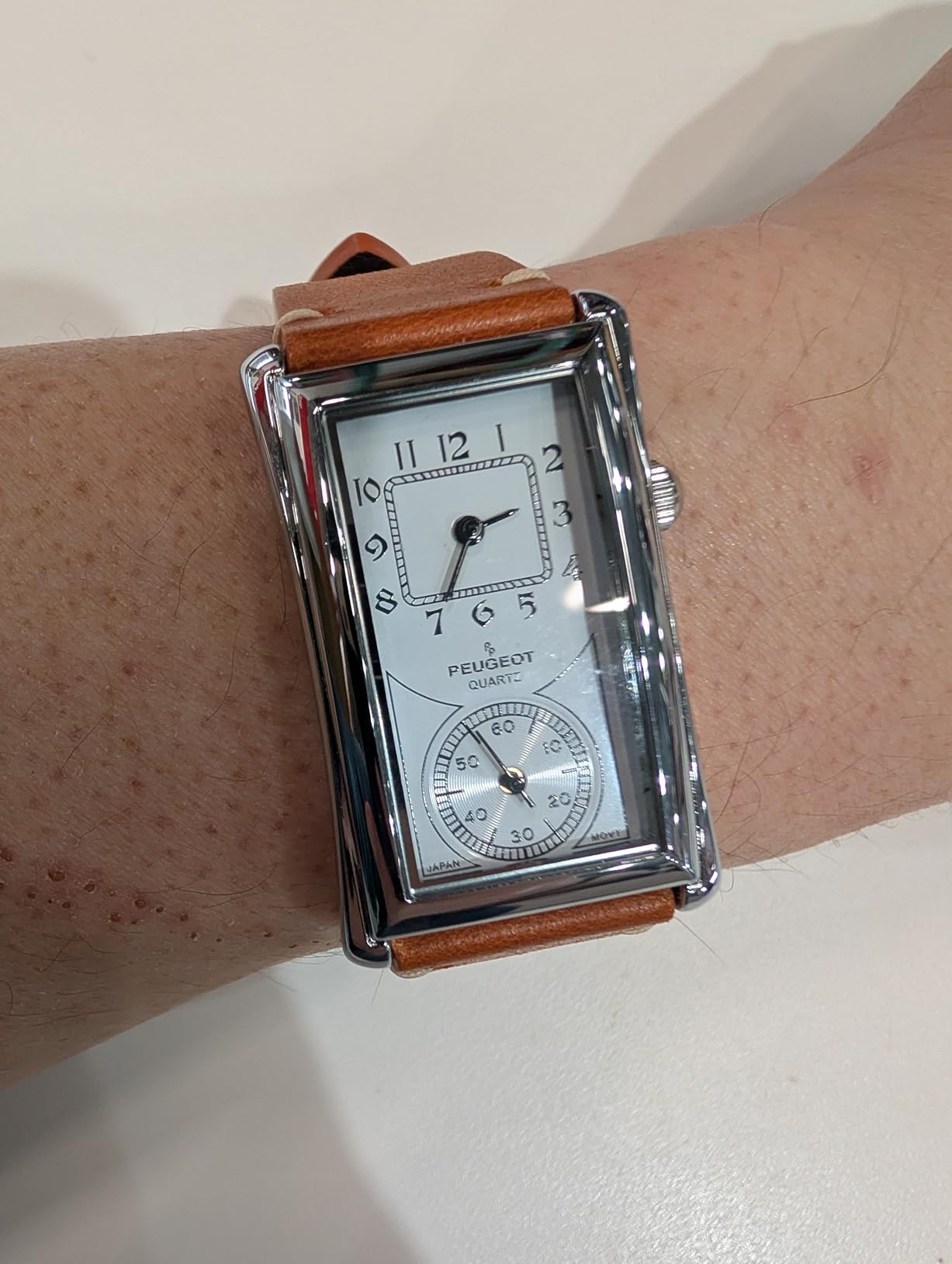Peugeot Men's Vintage Doctor Style Contoured Watch Calfskin Leather Strap customer photo 1