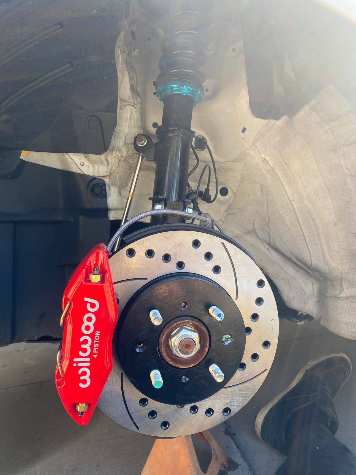 Wilwood Brake System, Forged DPHA, Front, 4 Piston Caliper, 10.320 in Drilled/Slotted Iron Rotor, Offset Hat, Aluminum, Red Anodized, Acura Integra/Honda Civic/Fit 1990-2013, Kit customer photo 1