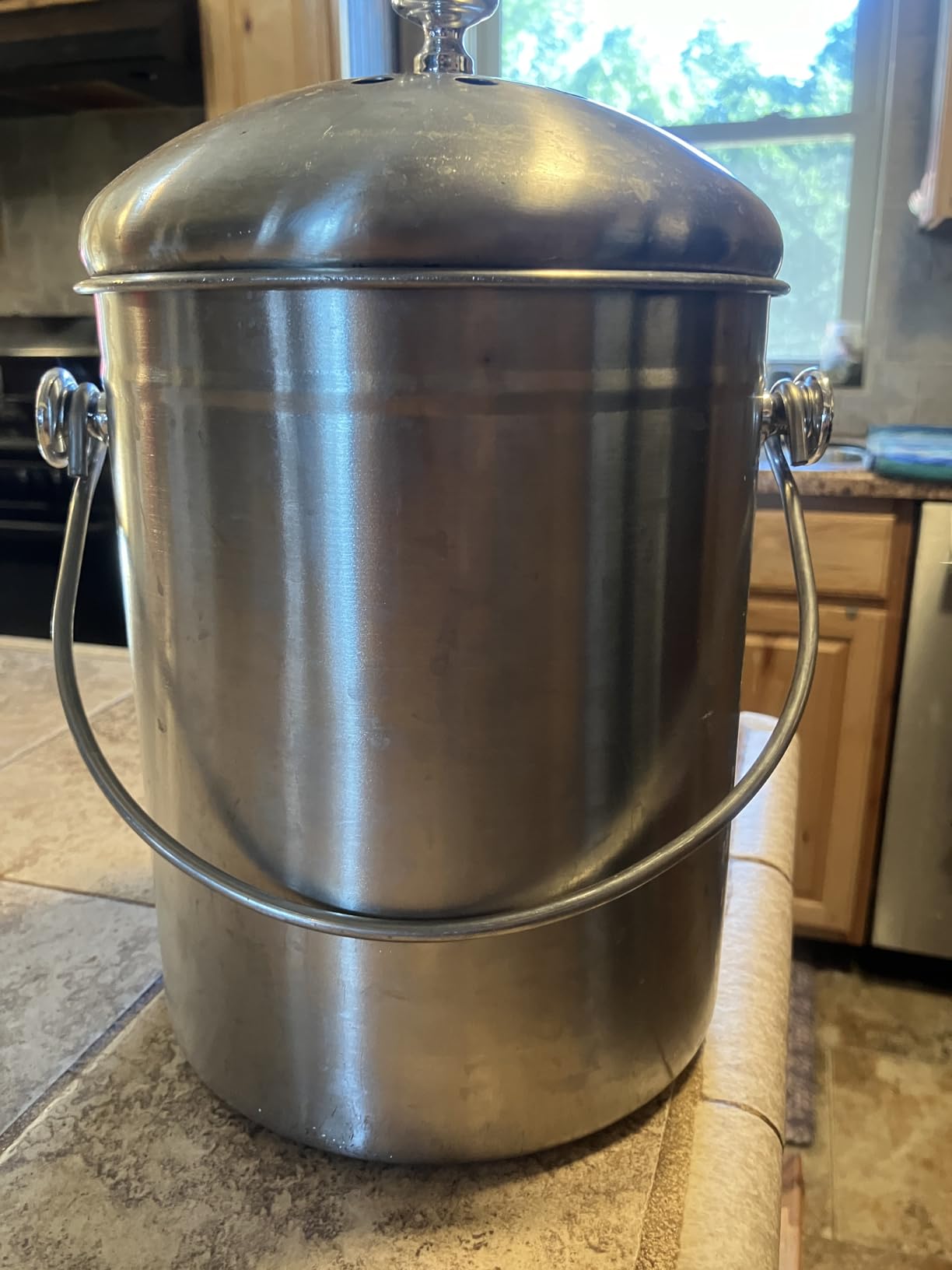 Epica Kitchen Compost Bin for Kitchen Countertops, 1.3 Gallon - Silver | Stainless Steel, Rust-Resistant, Airtight Leak-Resistant Lid, Replaceable Activated Charcoal Filter for Odorless Composting customer photo 1